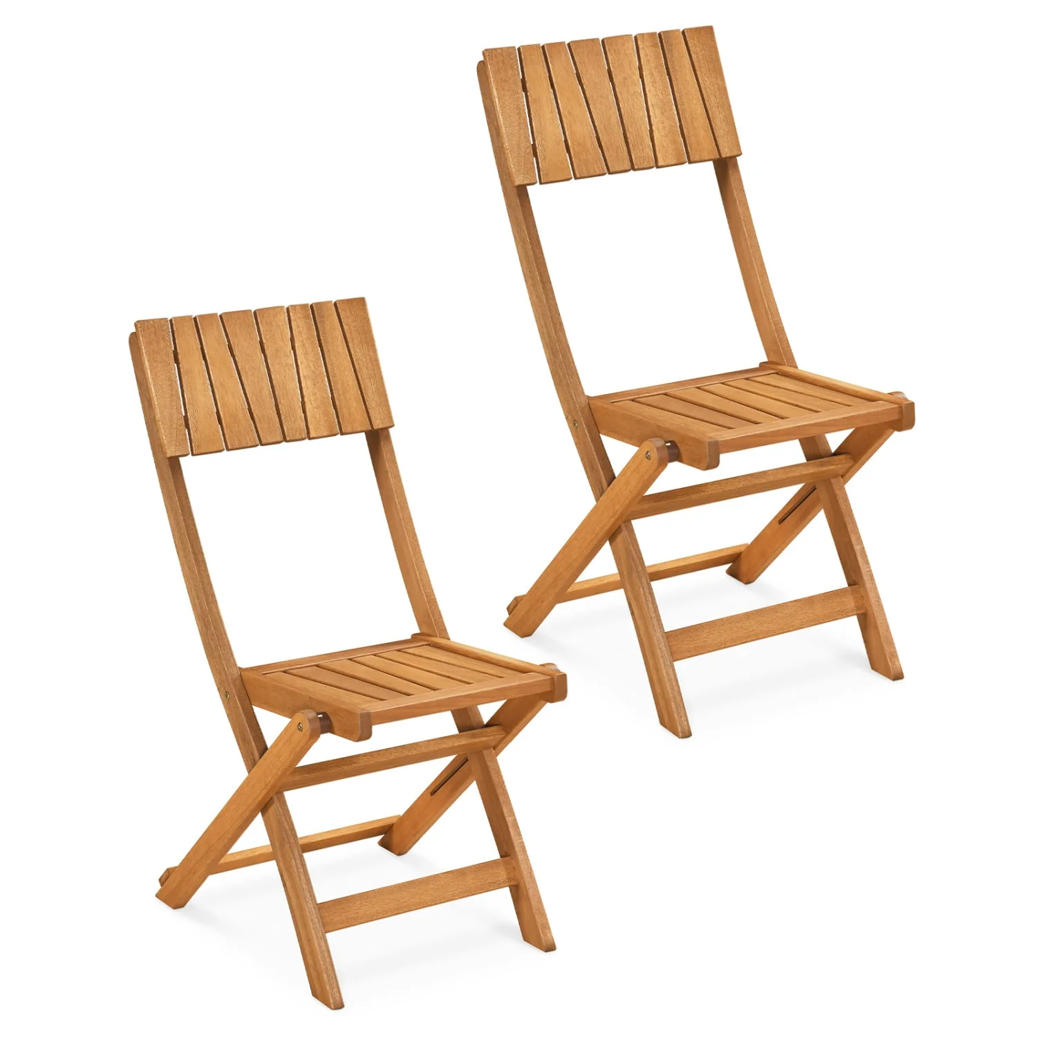 Folding Wood Dining Chairs, 2 Pack, Slatted Backrest - Image 4