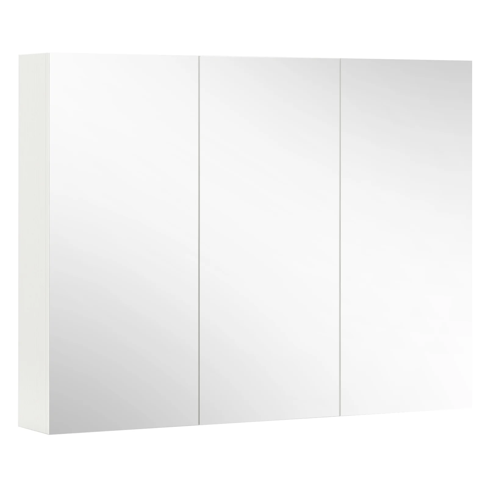 Frameless Wall Mounted Mirror Cabinet, 3 Doors, Adjustable Shelves, White - Image 4