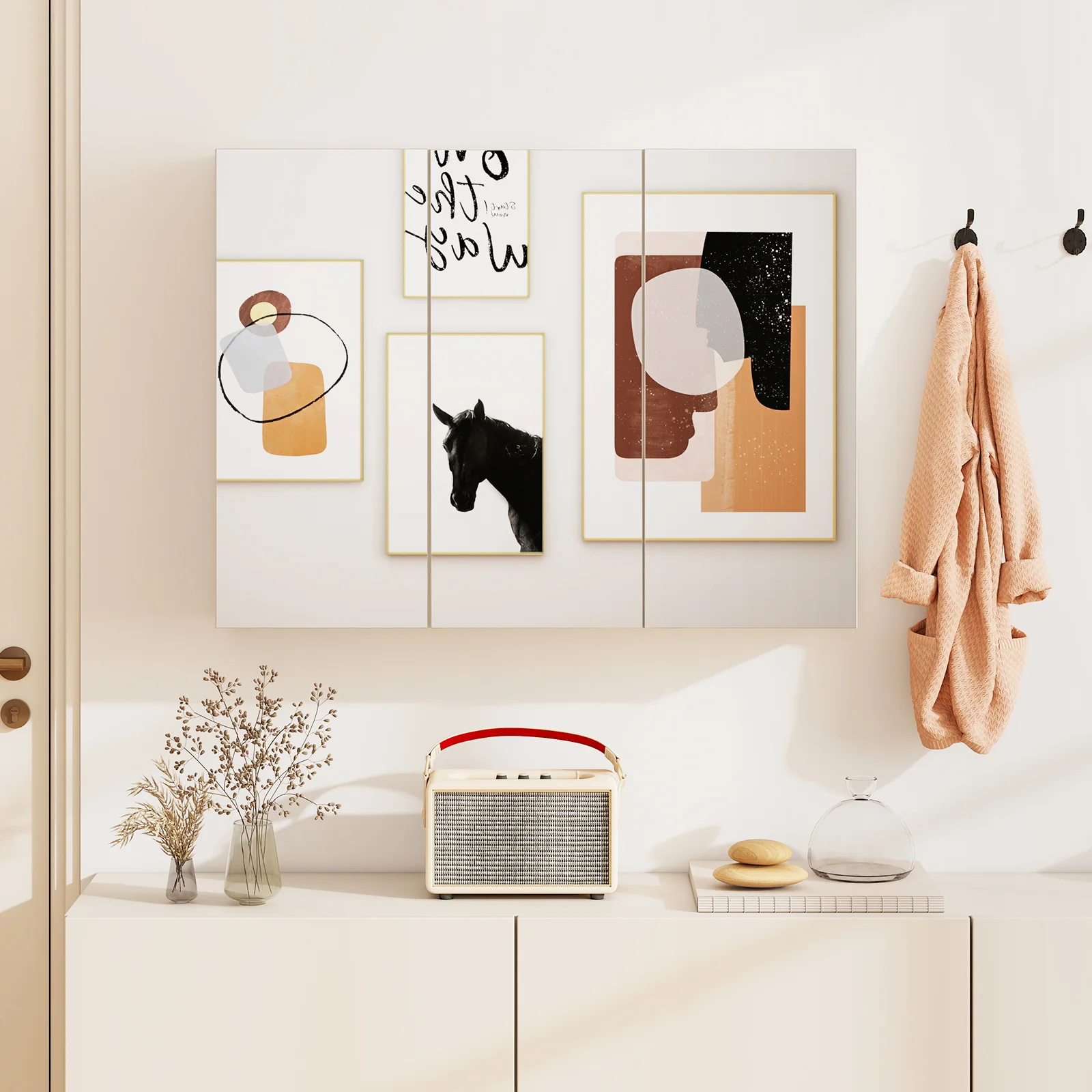 Frameless Wall Mounted Mirror Cabinet, 3 Doors, Adjustable Shelves, White - Image 7