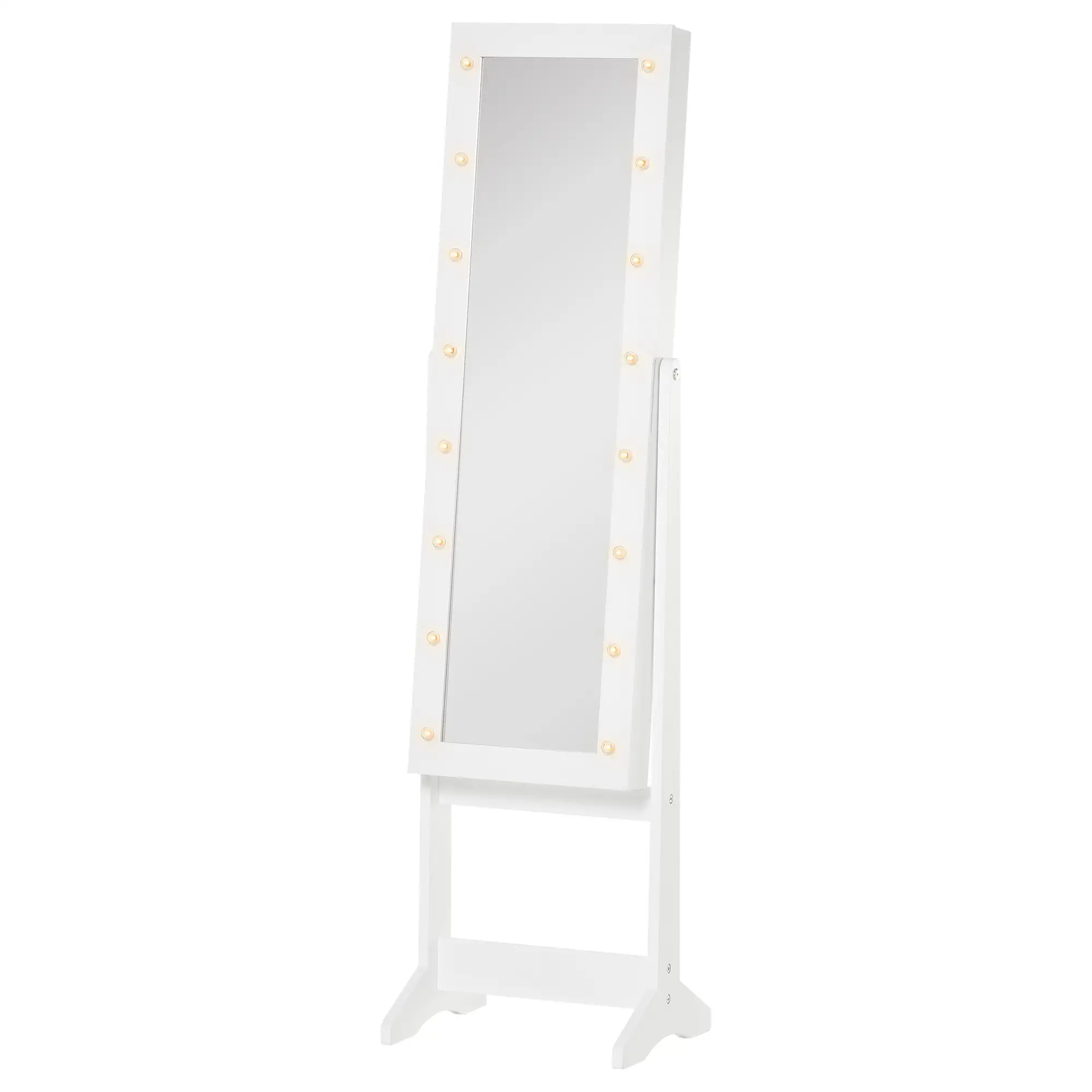 Free Standing Armoire Organizer, Lighted Mirrored Jewelry Cabinet, Angle Adjustable, 16 LED Lights - Image 11