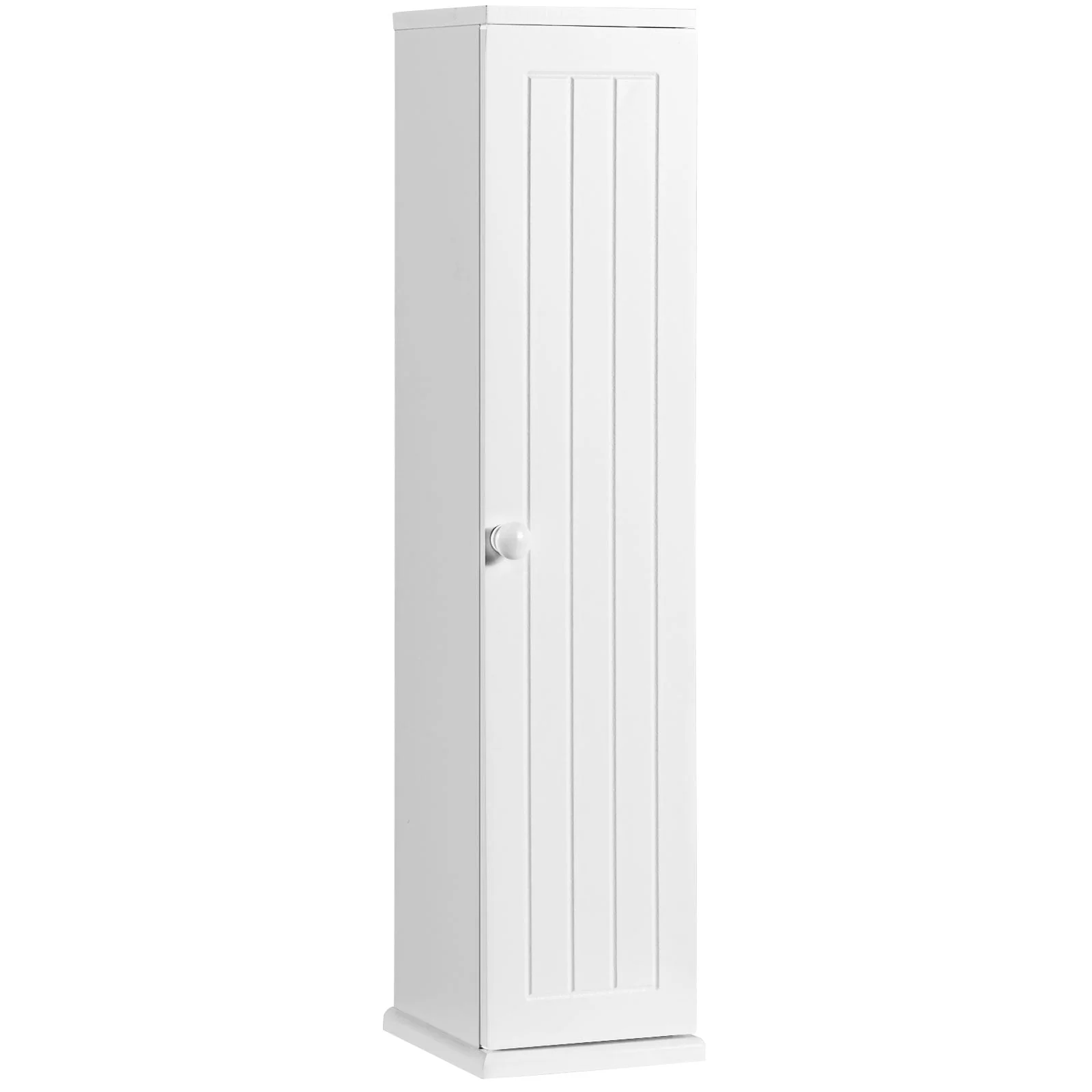 Free Standing Toilet Paper Holder, 4 Shelves With Top Slot, White