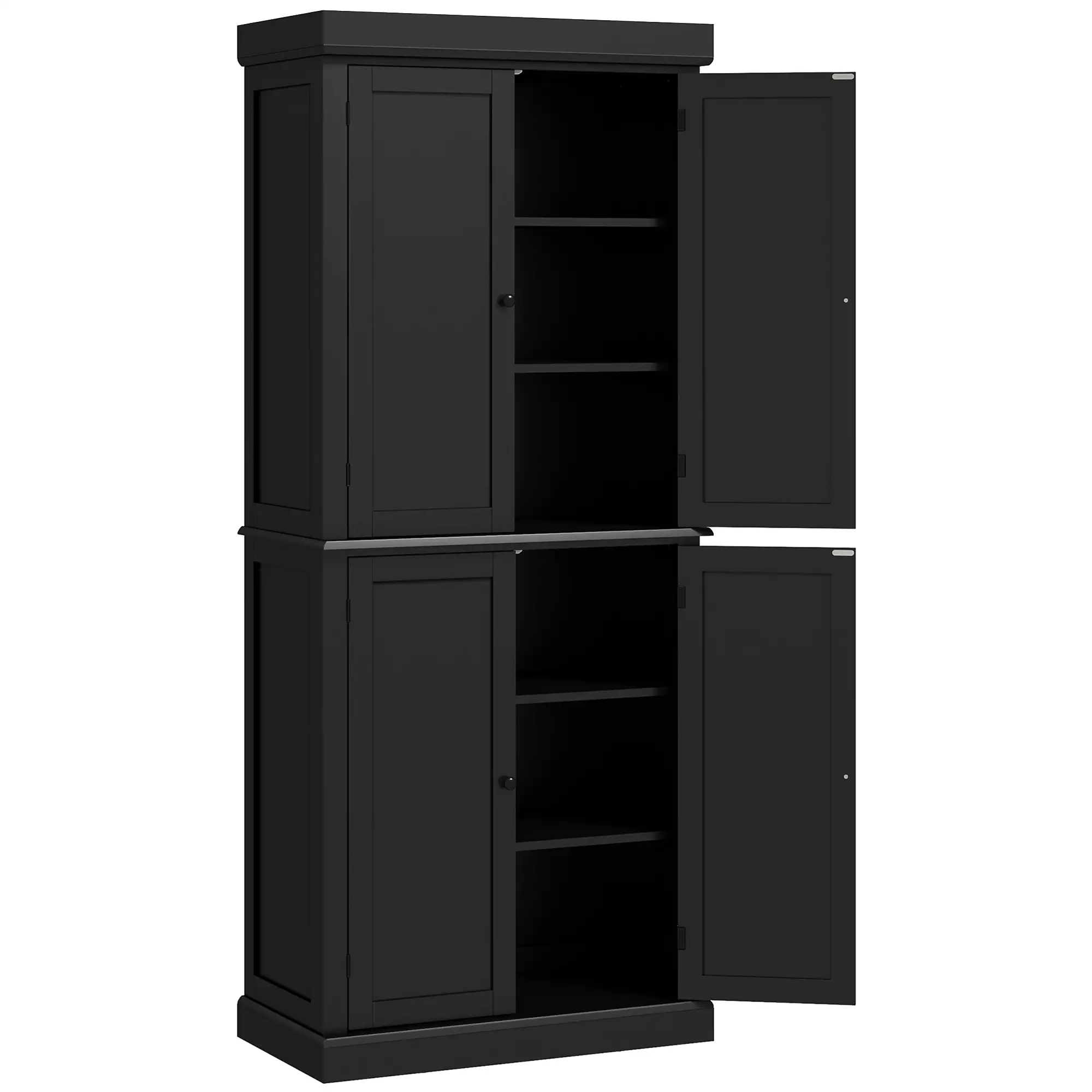 72.5" Freestanding Kitchen Pantry Cabinet with 4 Doors, Black - Image 11