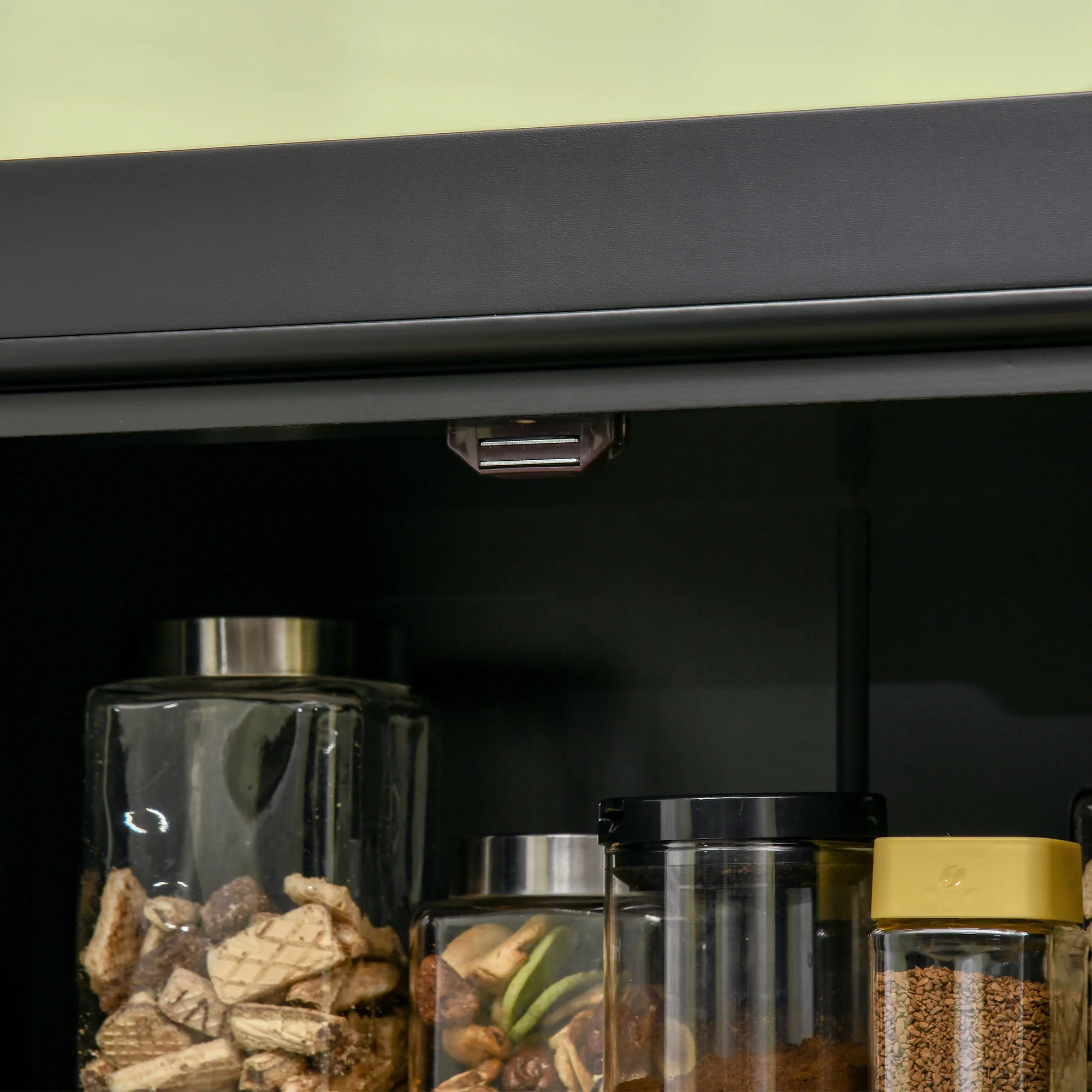 72.5" Freestanding Kitchen Pantry Cabinet with 4 Doors, Black - Image 9