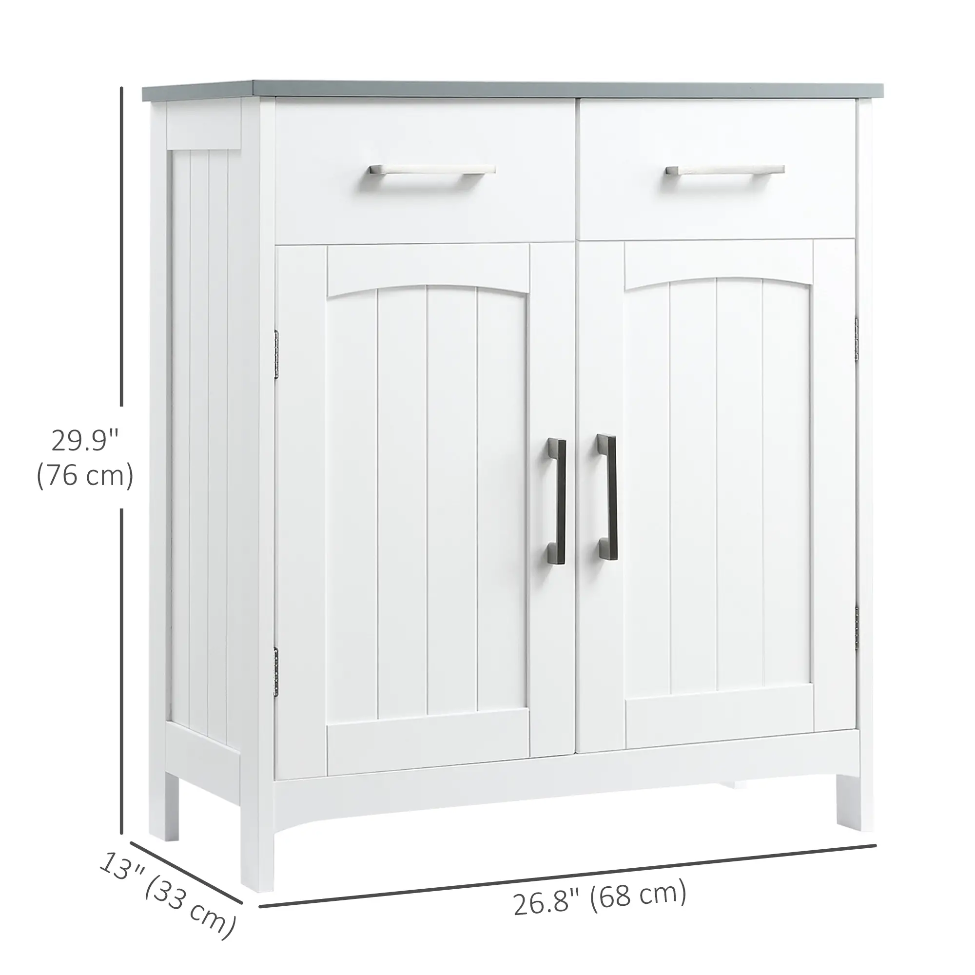 Freestanding Bathroom Cabinet, 2 Drawers, Double Doors, Adjustable Shelf, White - Image 3