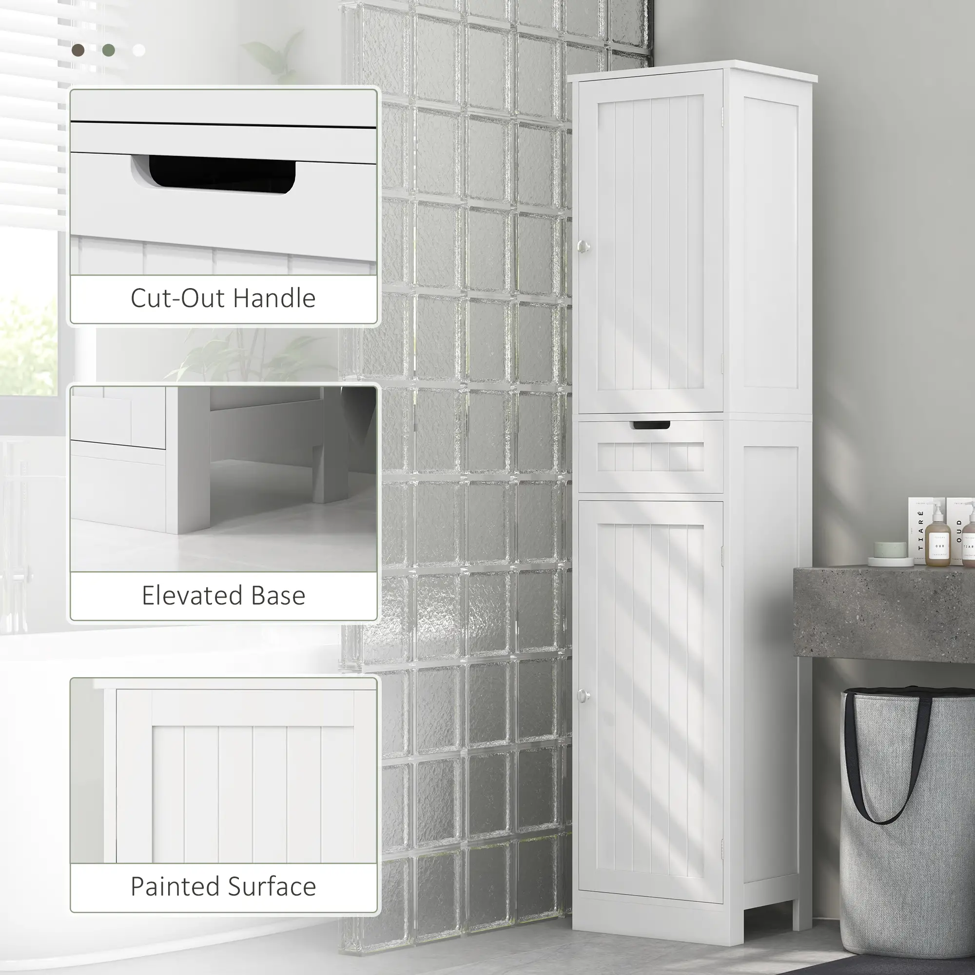 Freestanding Bathroom Cabinet with Drawer and 2 Doors, Tall Bathroom Cupboard for Kitchen, Study, Living Room - Image 6