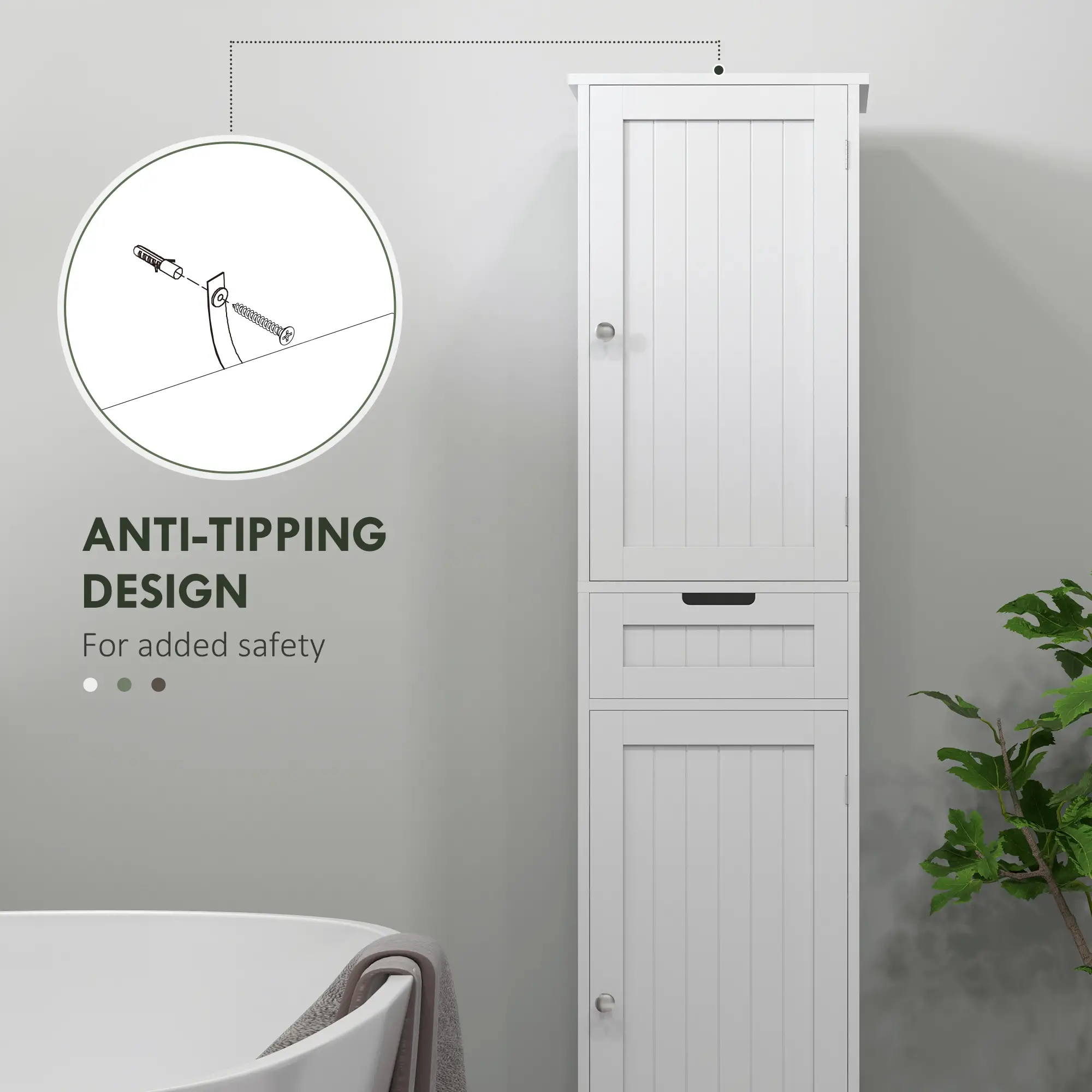 Freestanding Bathroom Cabinet with Drawer and 2 Doors, Tall Bathroom Cupboard for Kitchen, Study, Living Room - Image 7