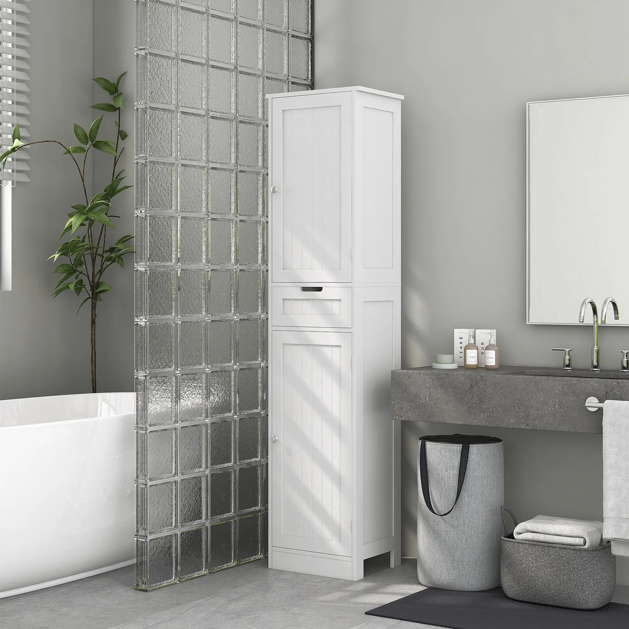 Freestanding Bathroom Cabinet with Drawer and 2 Doors, Tall Bathroom Cupboard for Kitchen, Study, Living Room - Image 9