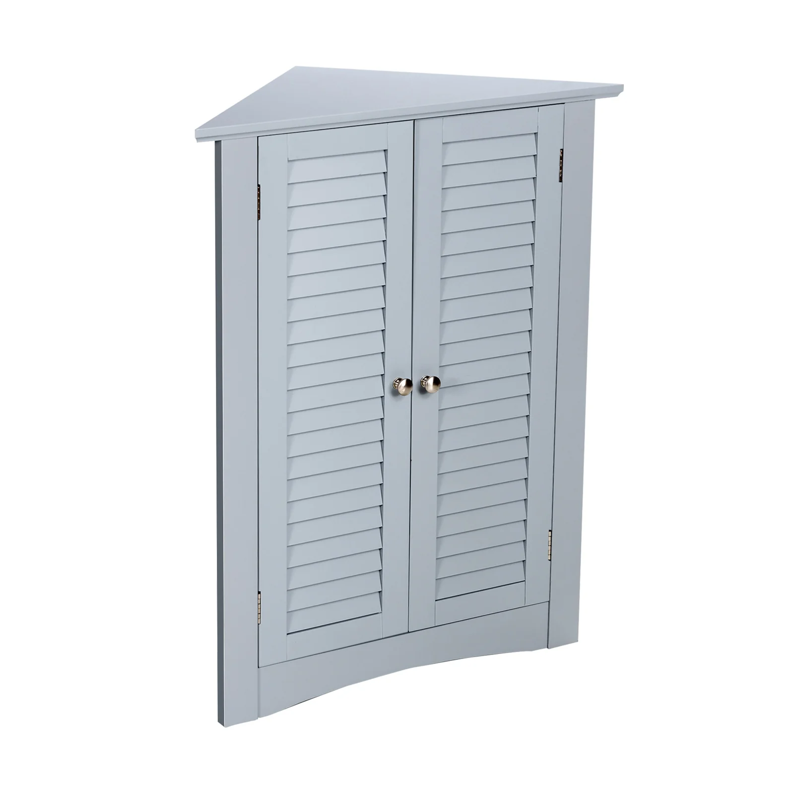 Freestanding Bathroom Corner Cabinet, Shutter Door, Gray