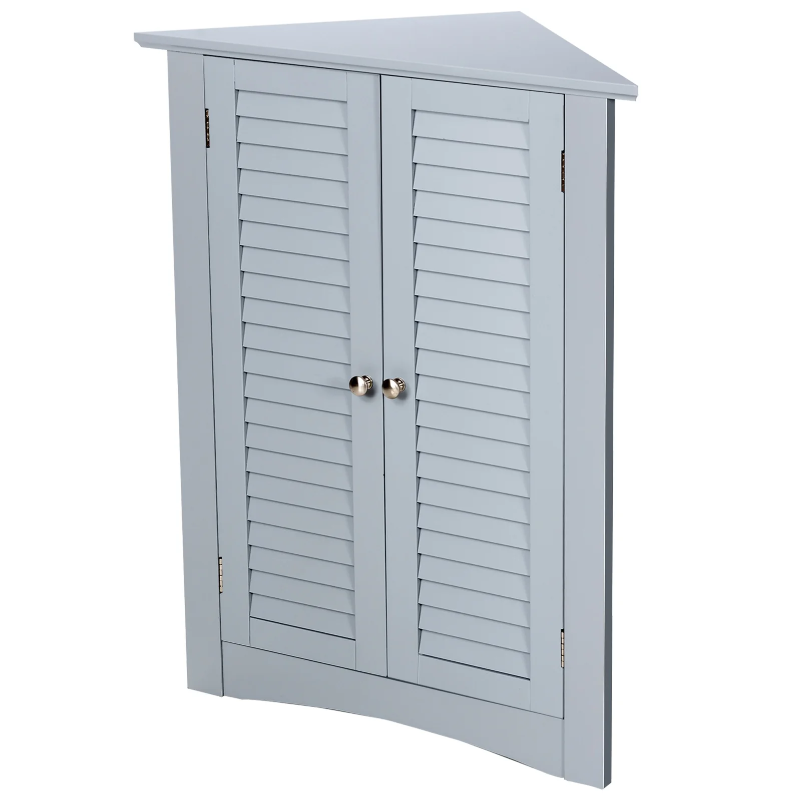 Freestanding Bathroom Corner Cabinet, Shutter Door, Gray - Image 9