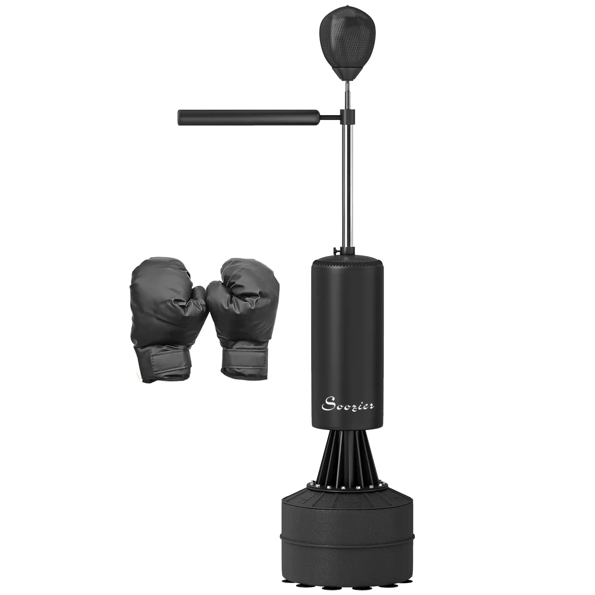 Freestanding Boxing Punch Bag Stand with 360° Rotating Flexible Arm, Speed Ball, Waterable and Sandable Base, Black - Image 11