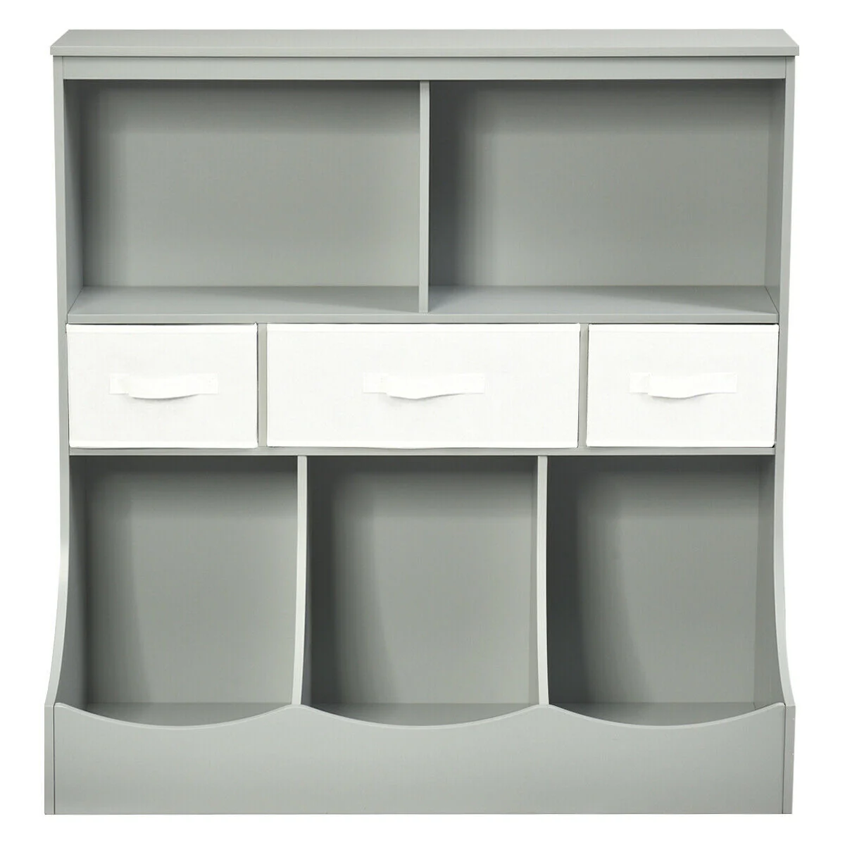 Freestanding Combo Cubby Bin Storage Organizer, 3 Baskets, Gray - Image 10