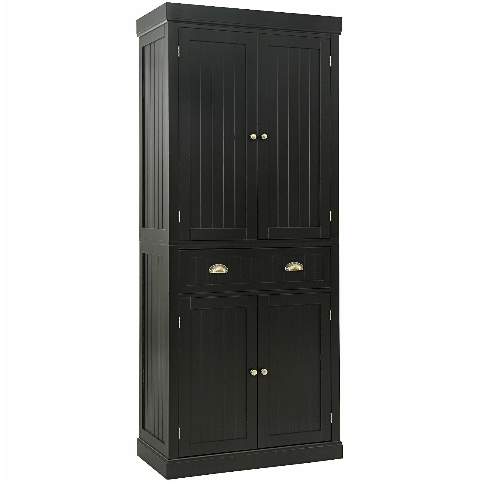 Freestanding Kitchen Cabinet With Adjustable Shelves, Dark Brown