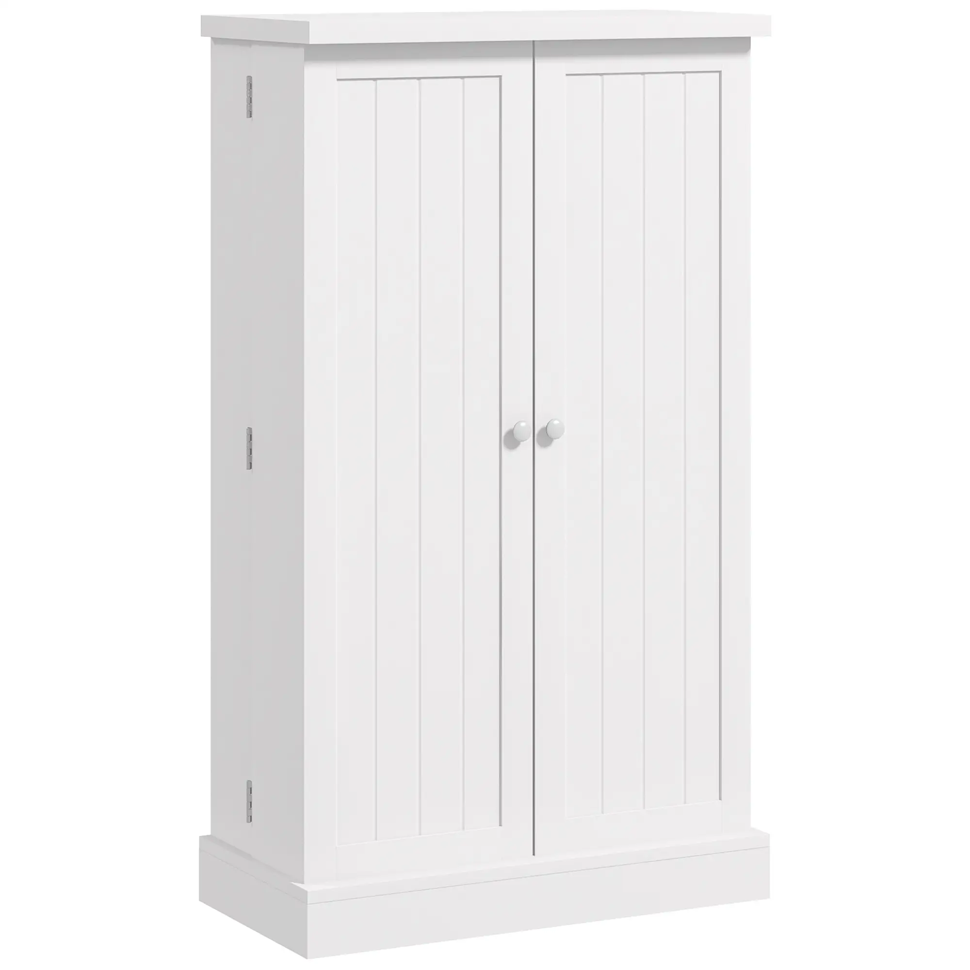 Freestanding Kitchen Pantry Cabinet, 5-Tier Shelf, 12 Spice Racks, Adjustable Shelves, White