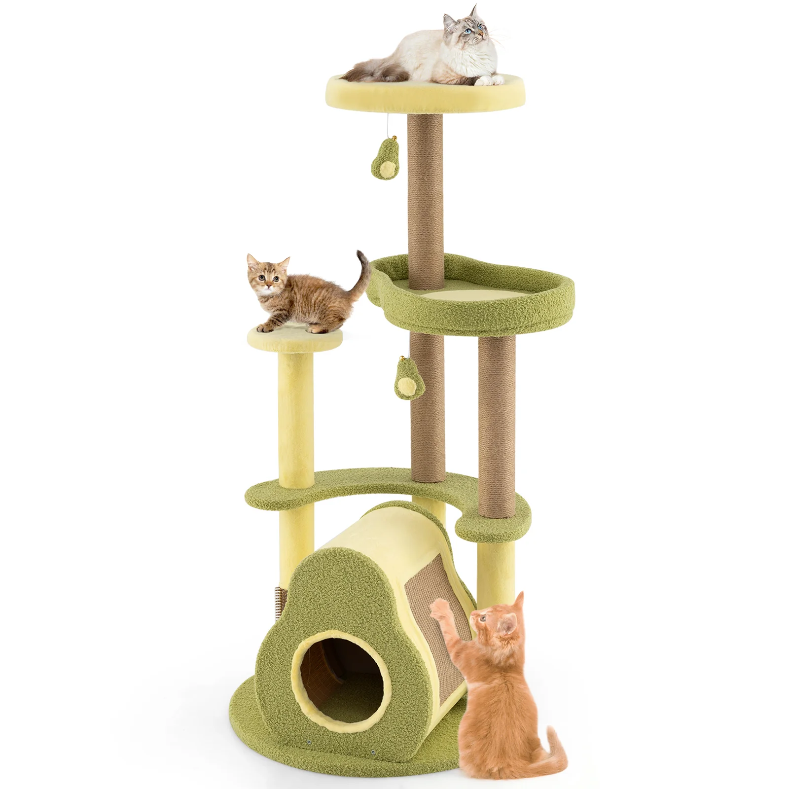 Freestanding Multi-Level Avocado Cat Tower, Private Condo, Green
