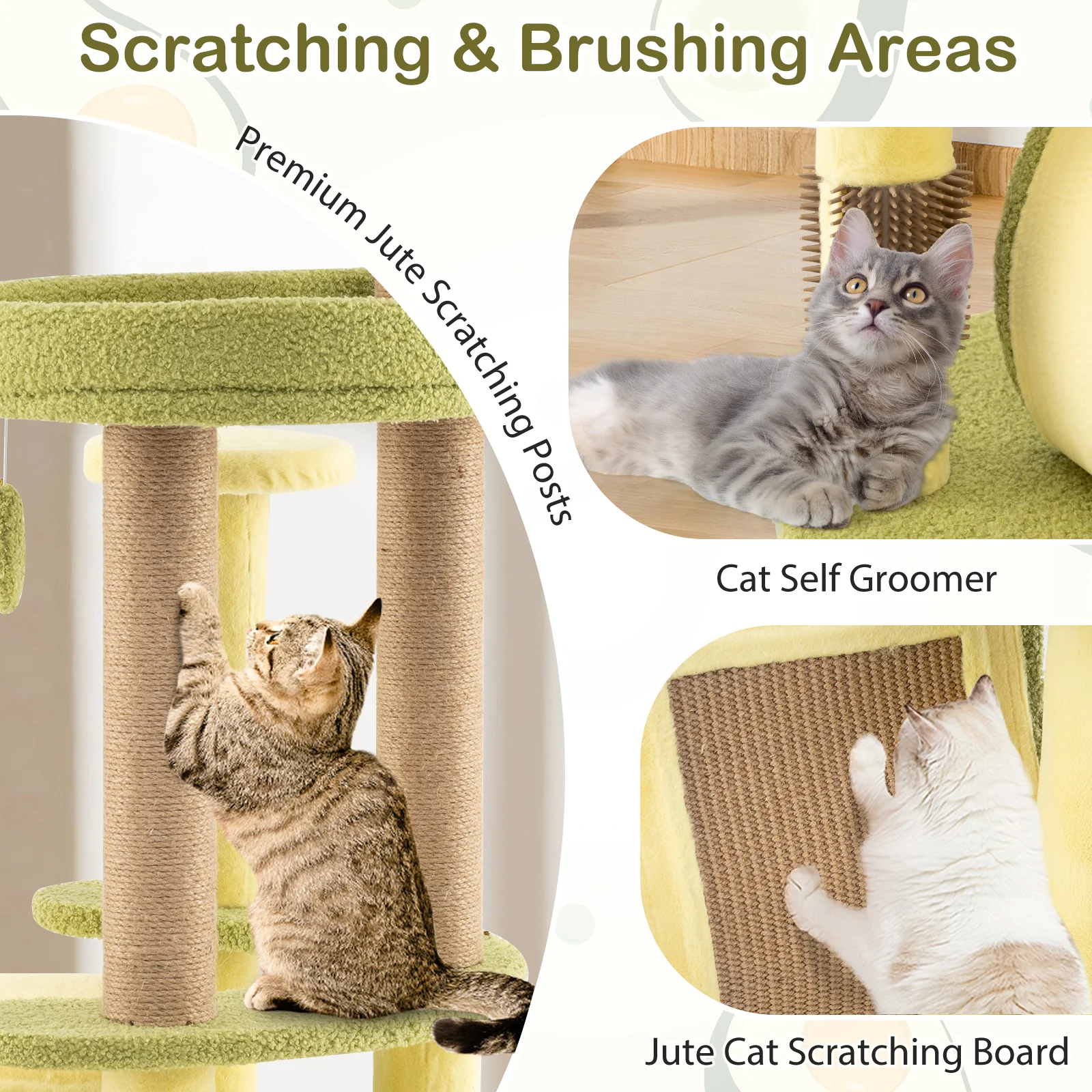 Freestanding Multi-Level Avocado Cat Tower, Private Condo, Green - Image 7