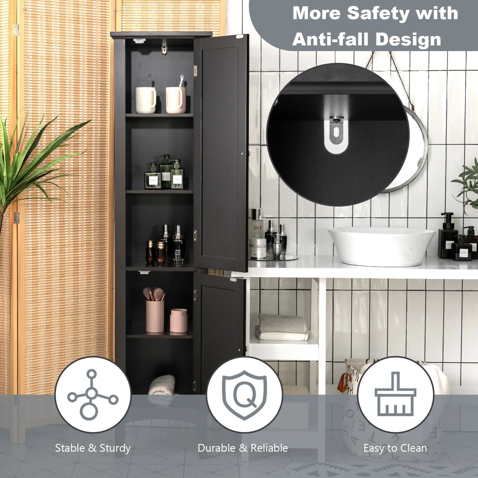 Freestanding Storage Cabinet, Black - Image 10