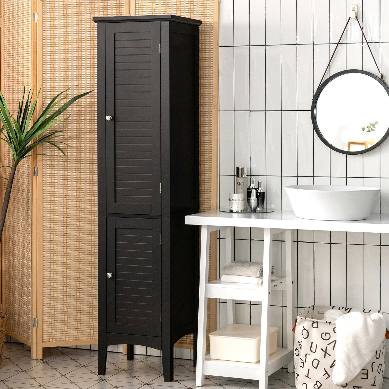 Freestanding Storage Cabinet, Black - Image 2