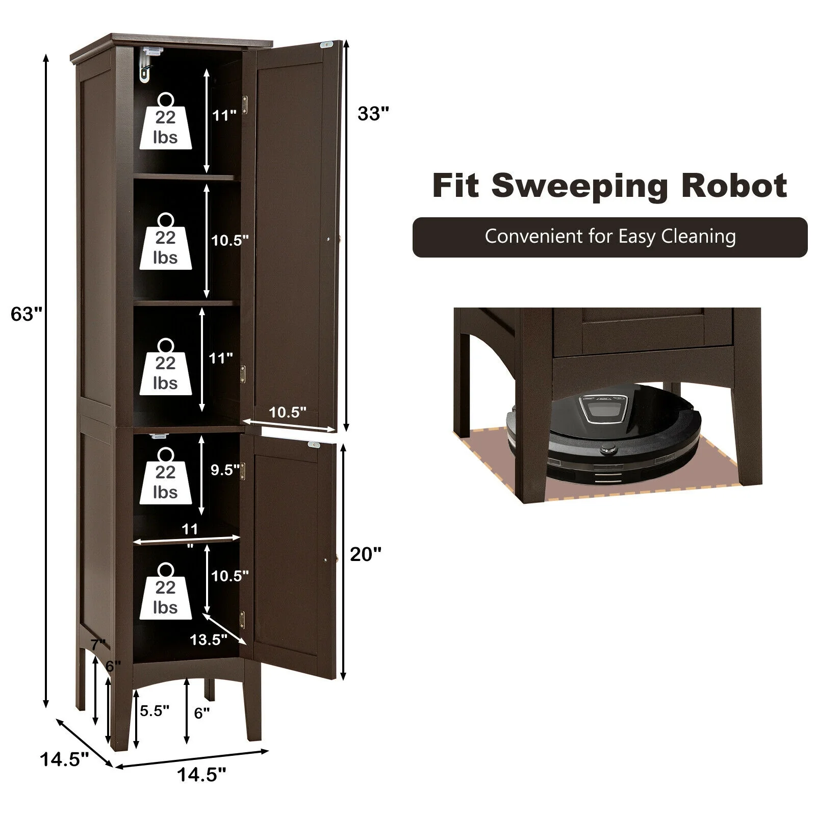 Freestanding Storage Cabinet, Brown - Image 6