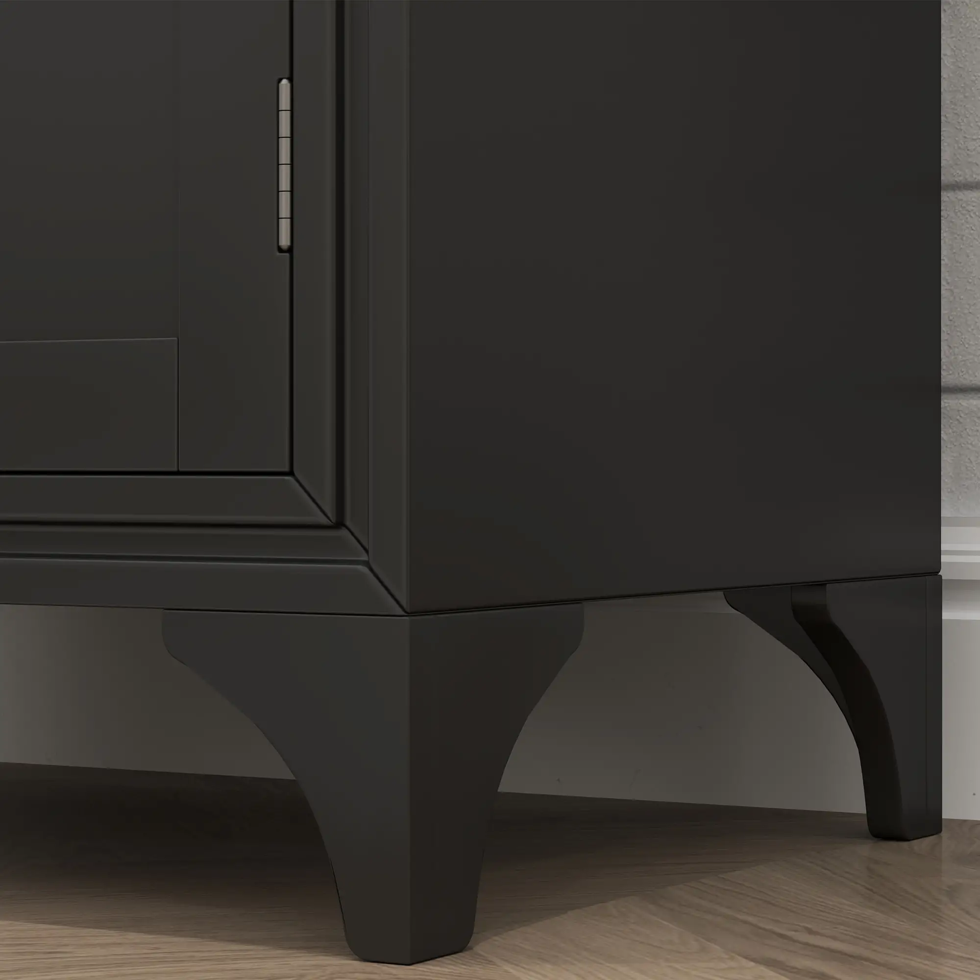 Freestanding Storage Cabinet, Kitchen Pantry, 2 Shelves, 4 Doors, Black - Image 10