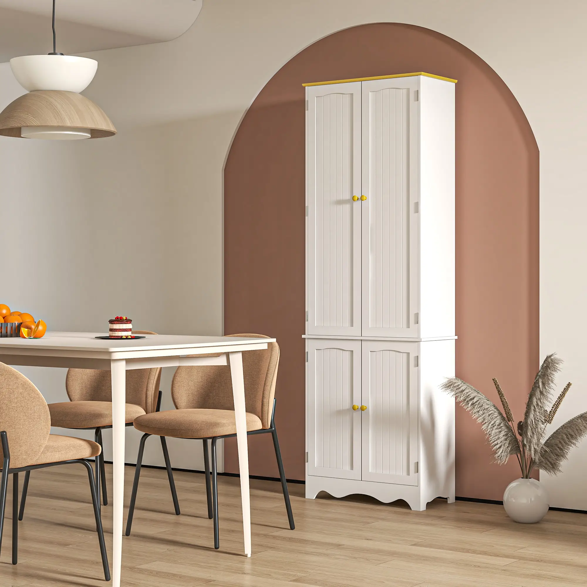 Freestanding Storage Cabinet, Kitchen Pantry with 4 Shelves, 4 Doors - Image 2