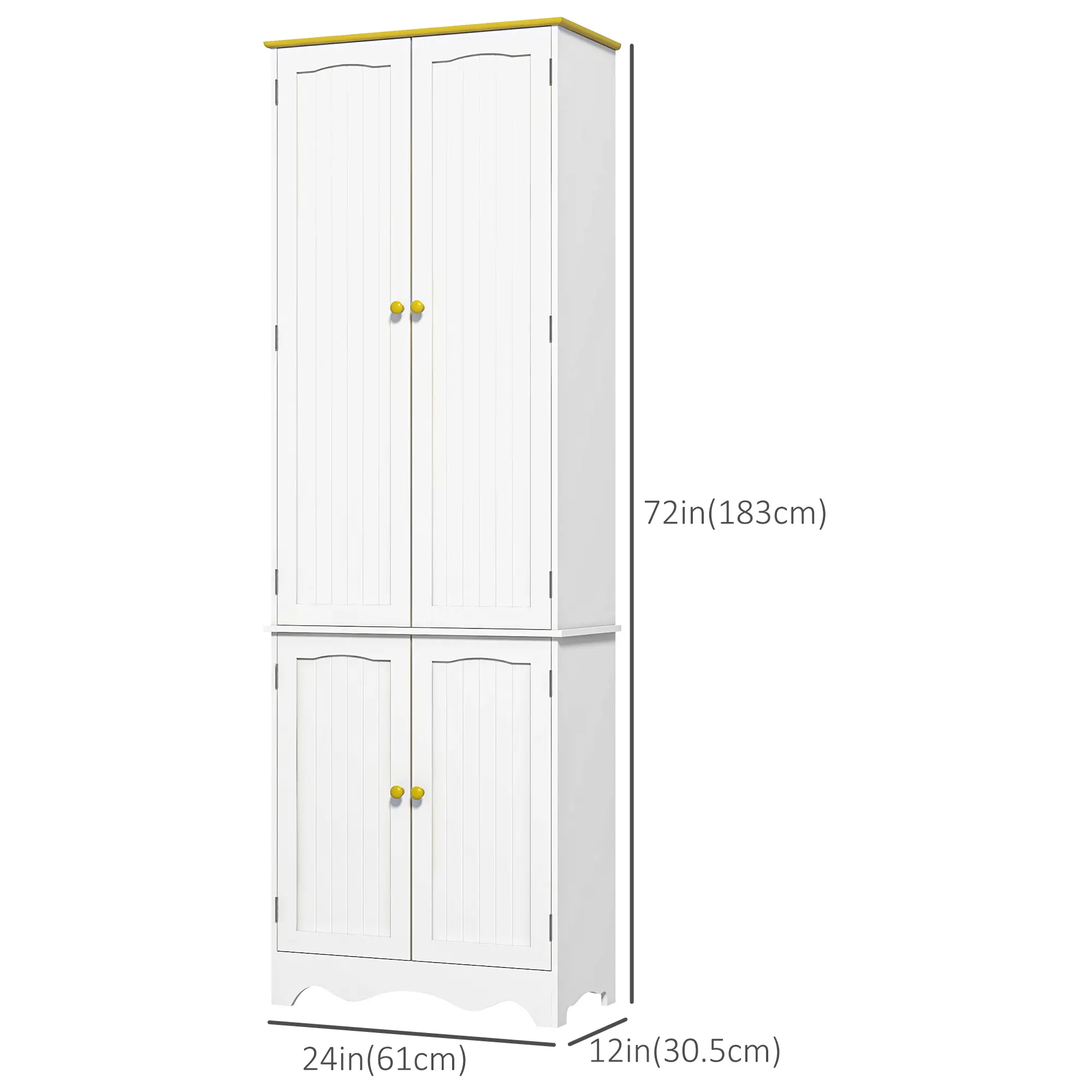 Freestanding Storage Cabinet, Kitchen Pantry with 4 Shelves, 4 Doors - Image 3