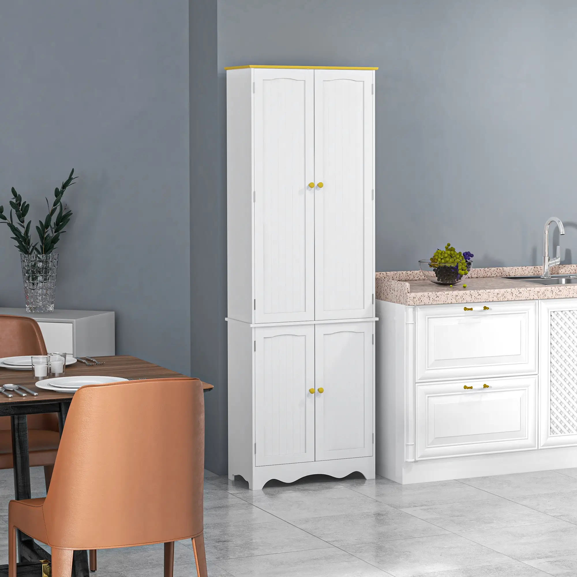 Freestanding Storage Cabinet, Kitchen Pantry with 4 Shelves, 4 Doors - Image 9