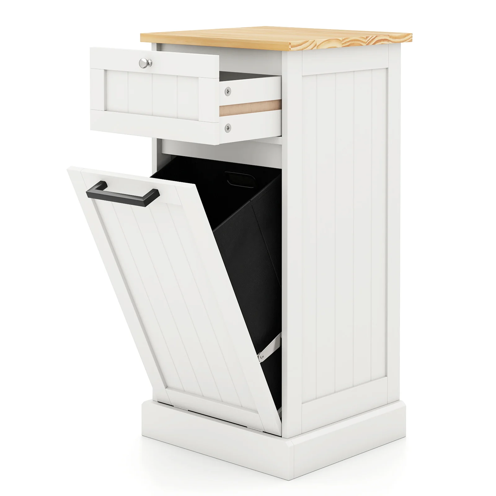 Freestanding Tilt Out Laundry Cabinet With Basket, White - Image 5
