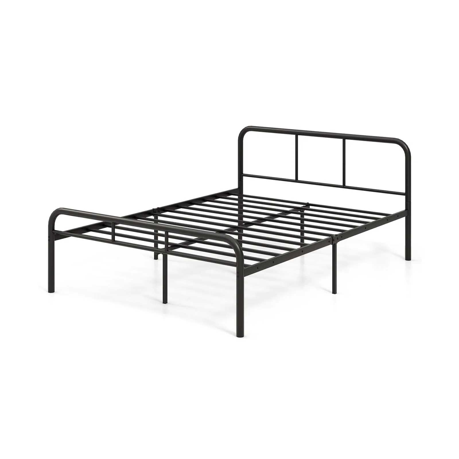 Full Bed Frame With Headboard, Footboard, Black