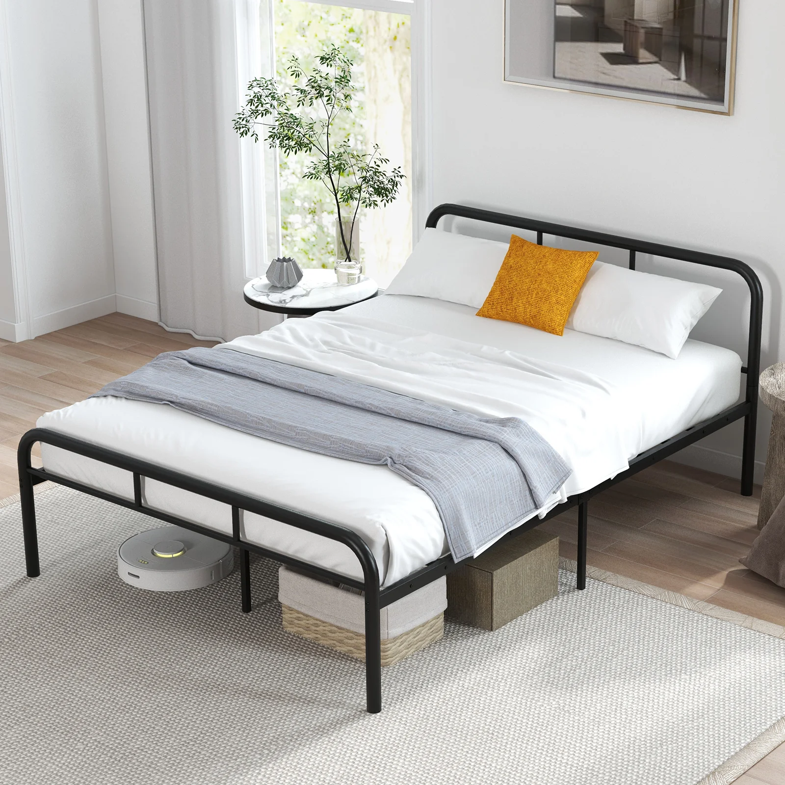 Full Bed Frame With Headboard, Footboard, Black - Image 3