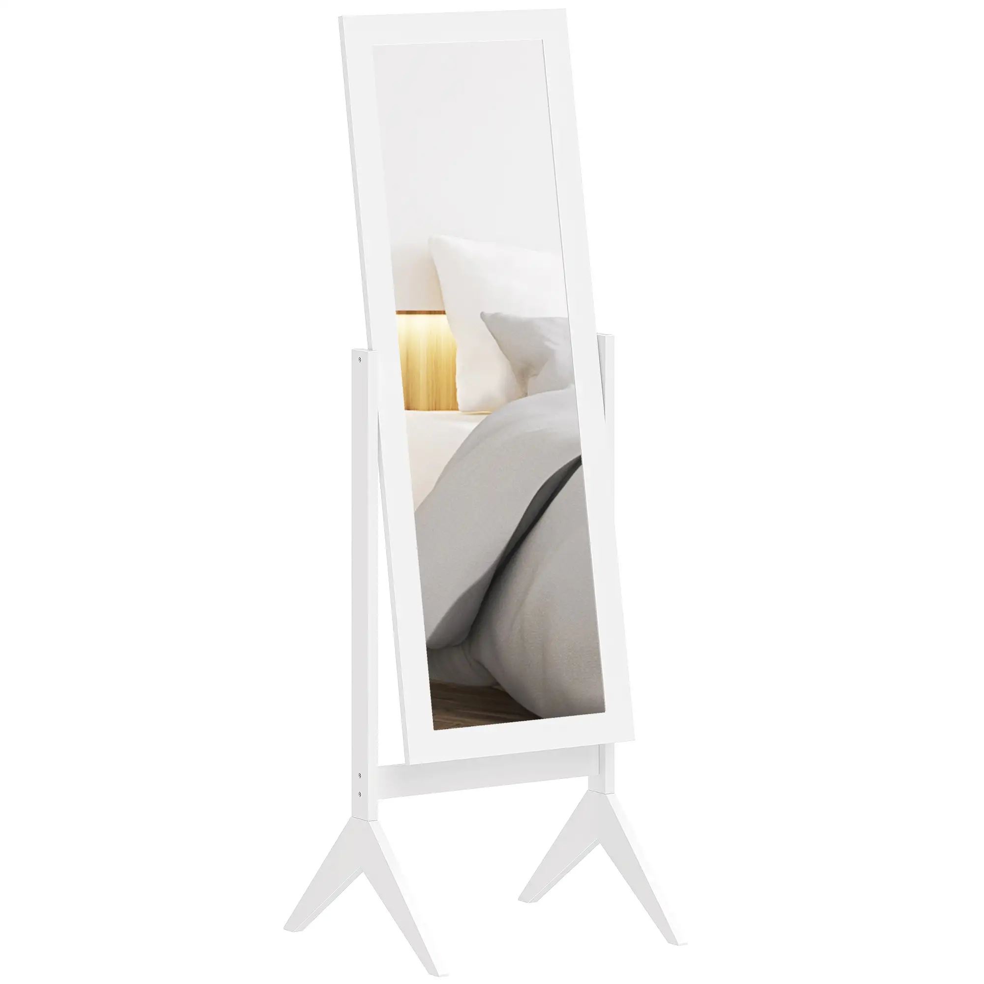 Full Length Mirror, Free Standing, Adjustable Angle, White