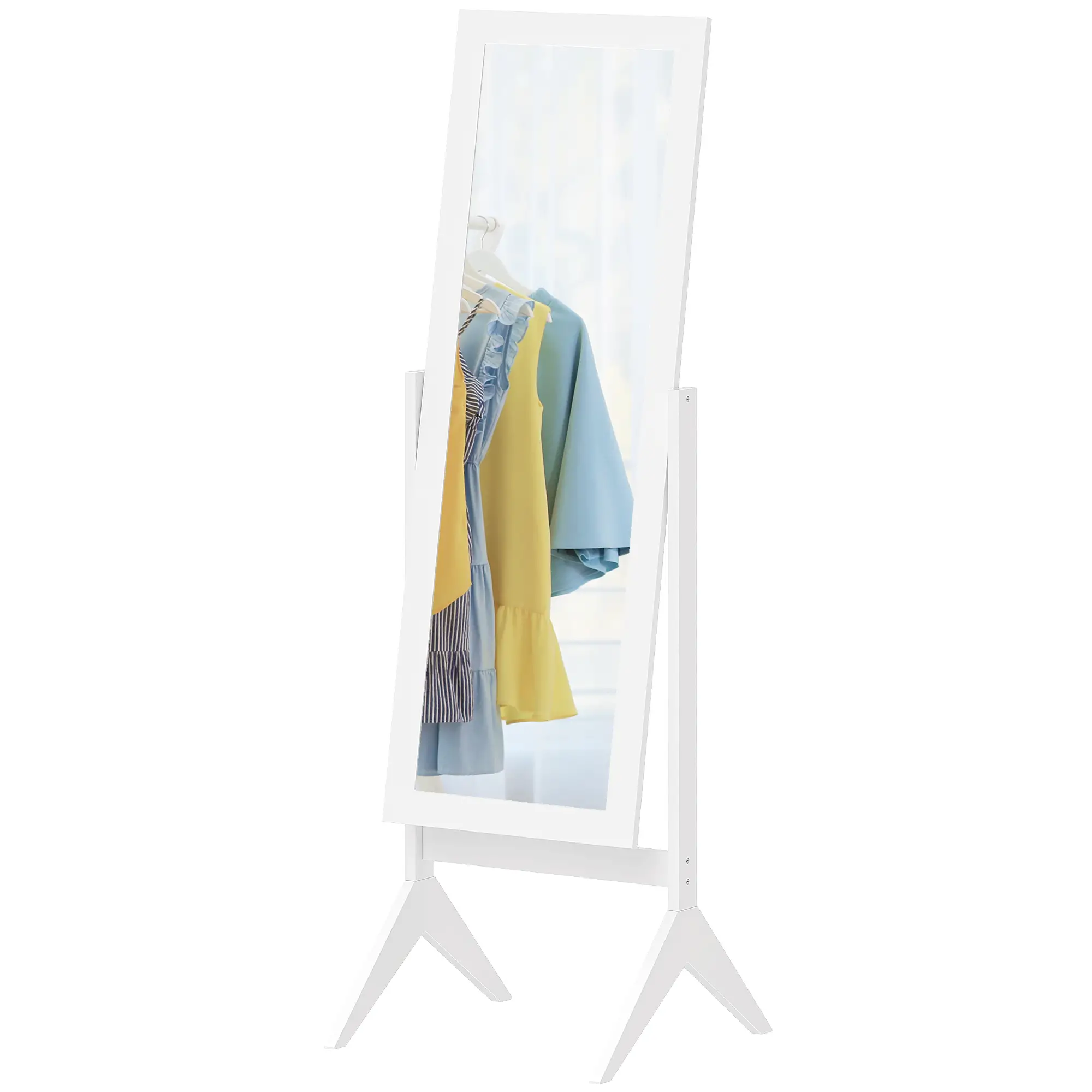 Full Length Mirror, Free Standing, Adjustable Angle, White - Image 11