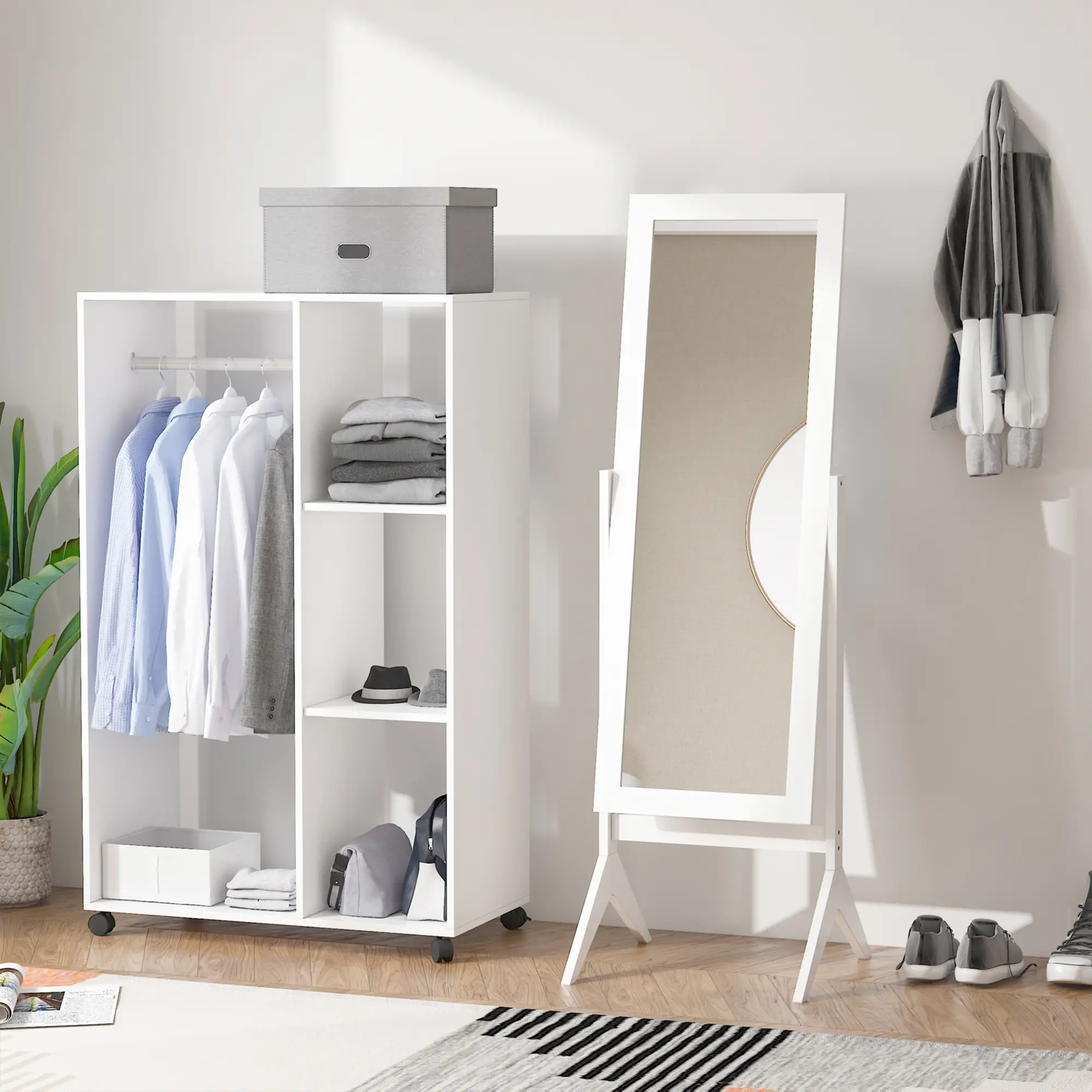 Full Length Mirror, Free Standing, Adjustable Angle, White - Image 5