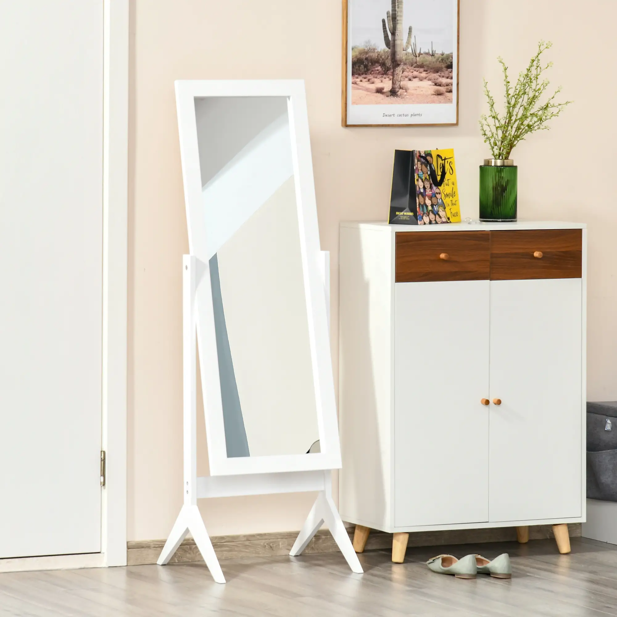 Full Length Mirror, Free Standing, Adjustable Angle, White - Image 6