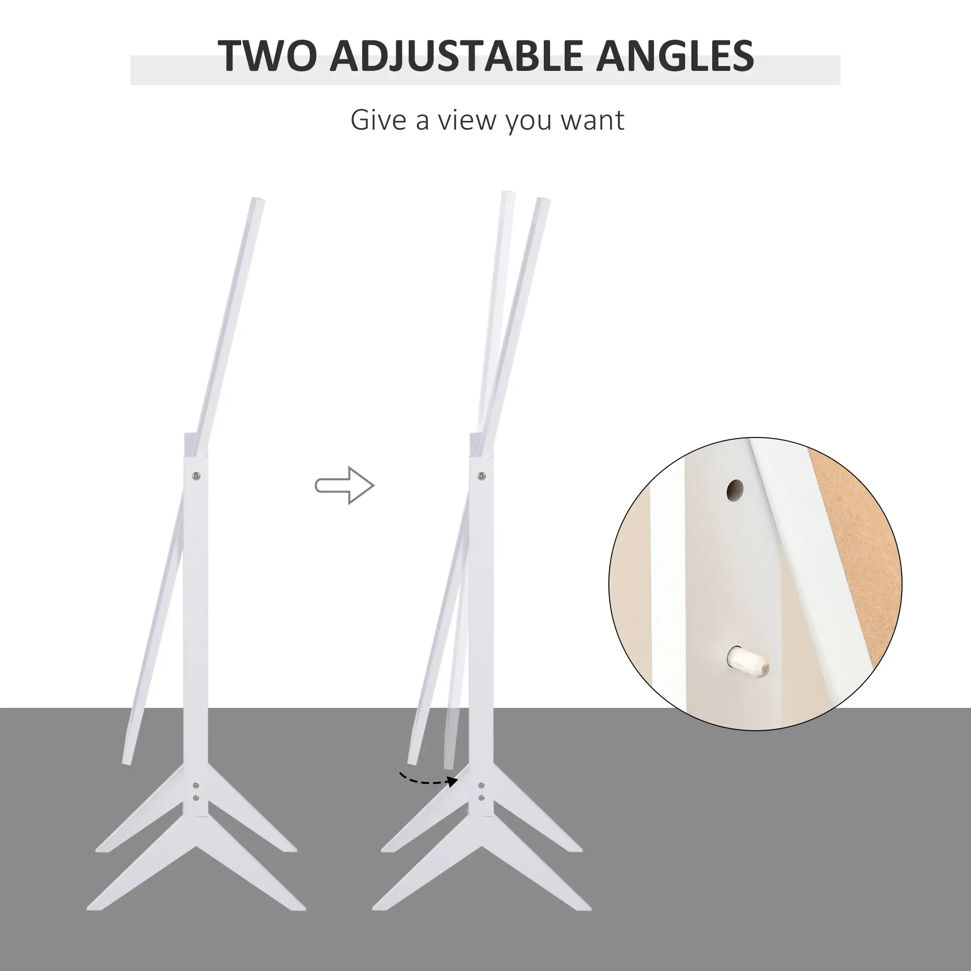 Full Length Mirror, Free Standing, Adjustable Angle, White - Image 7