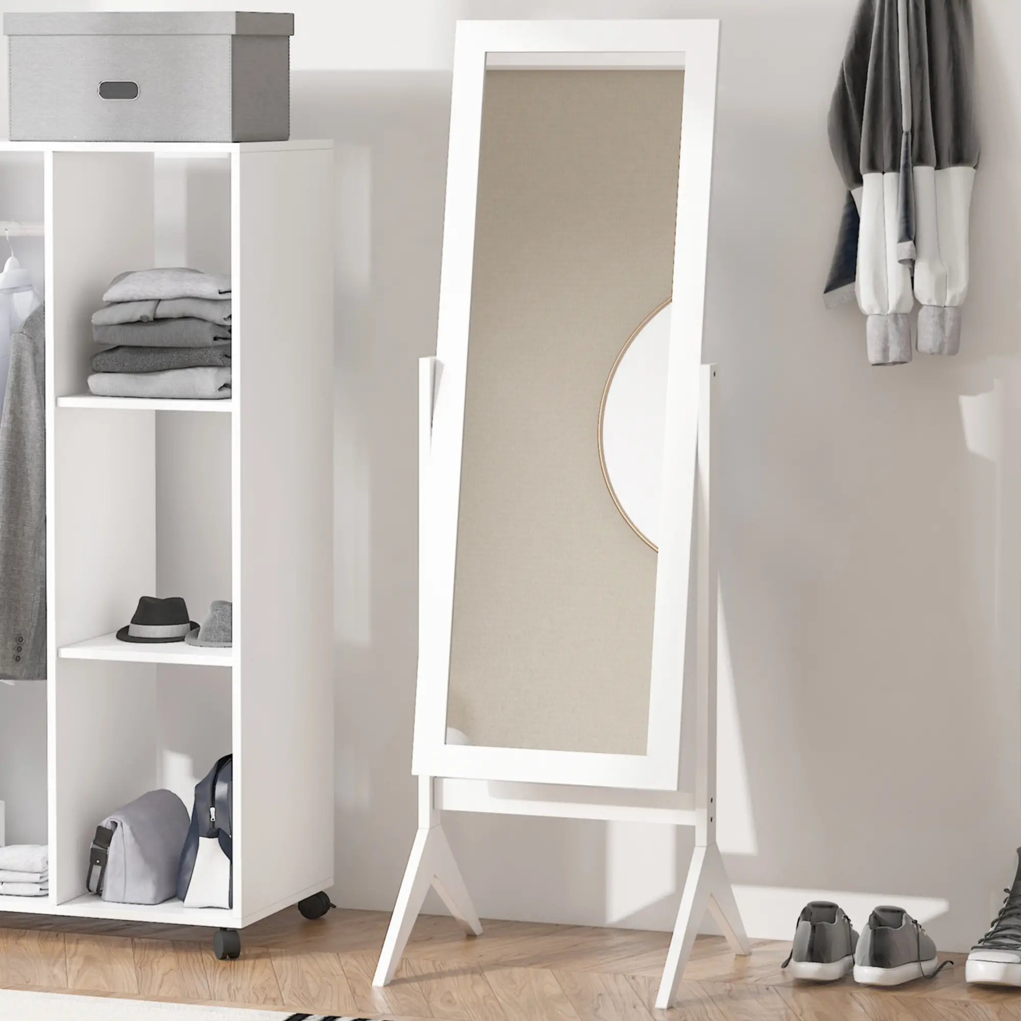 Full Length Mirror, Free Standing, Adjustable Angle, White - Image 8