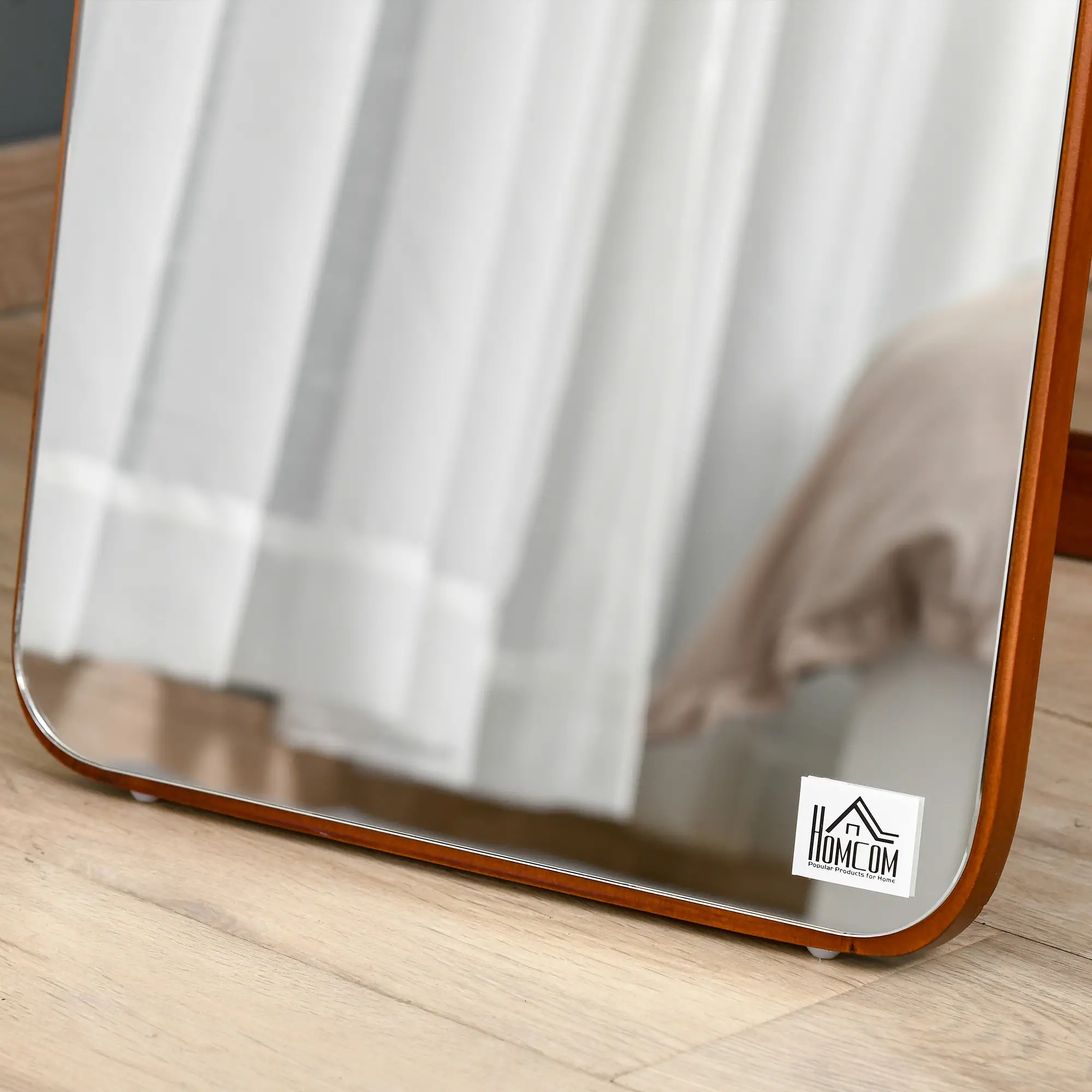 Full Length Mirror, Free Standing, Wood Frame, 15" x 61", Light Walnut - Image 10