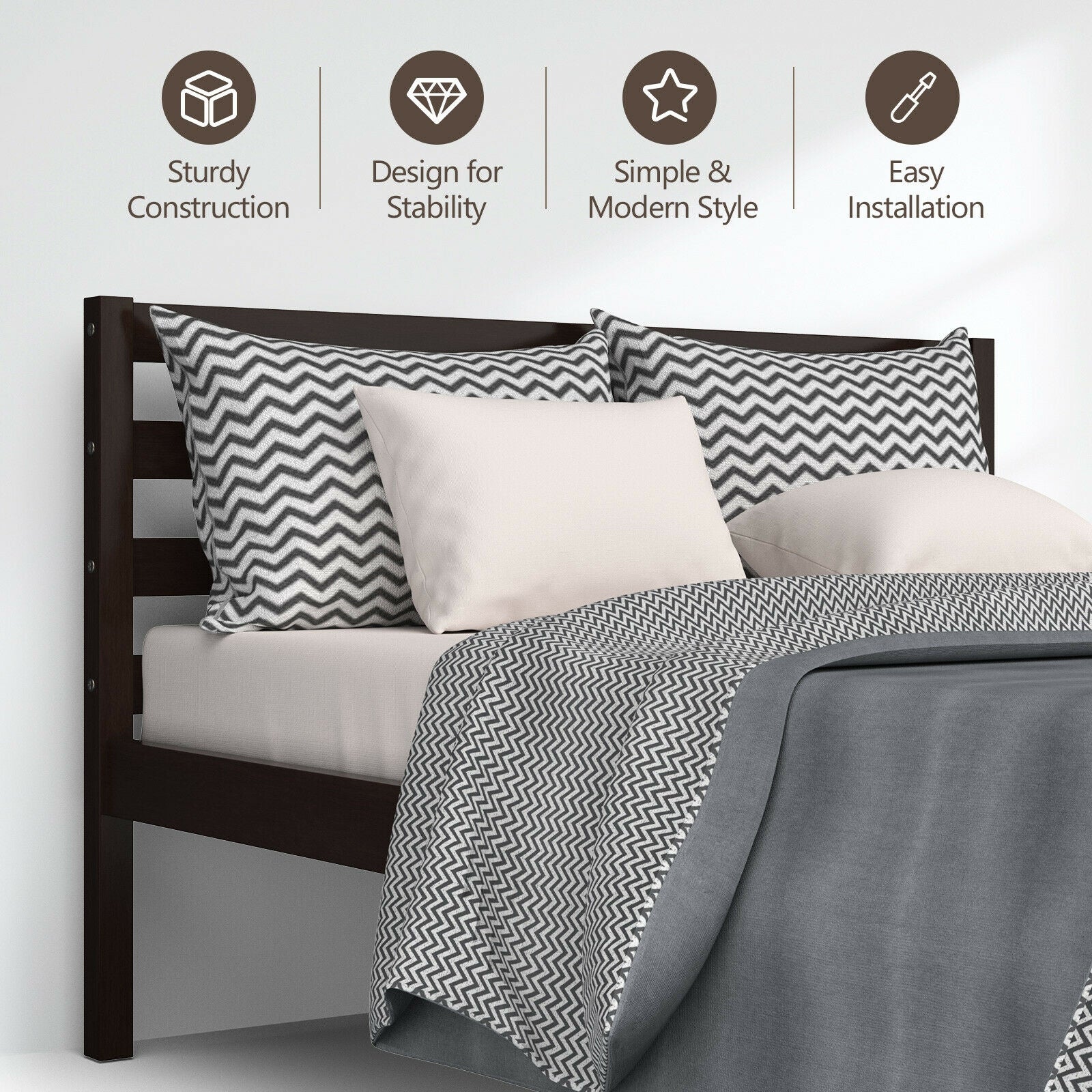 Full Size Bed Frame With Solid Wooden Slat Support - Image 10