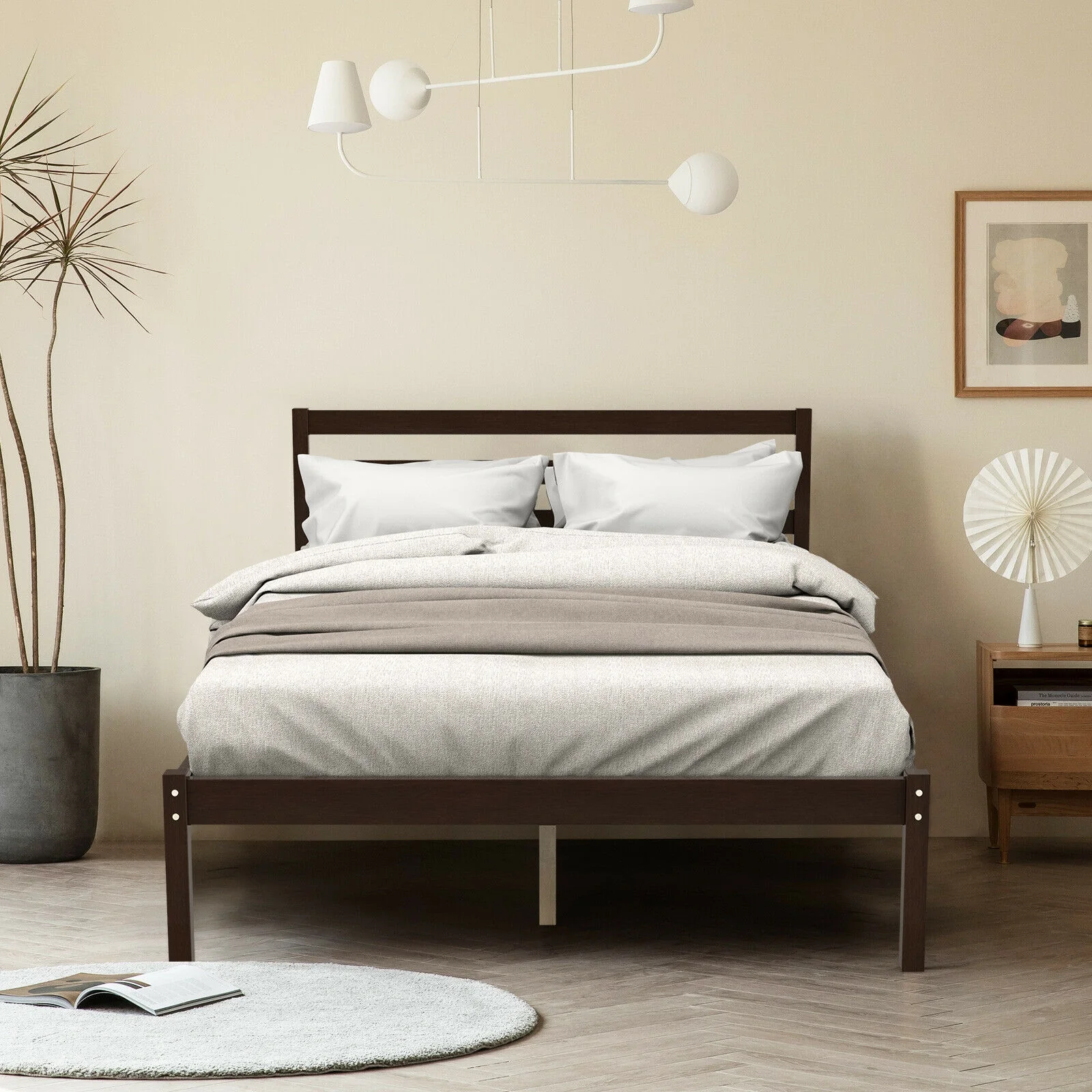 Full Size Bed Frame With Solid Wooden Slat Support - Image 2