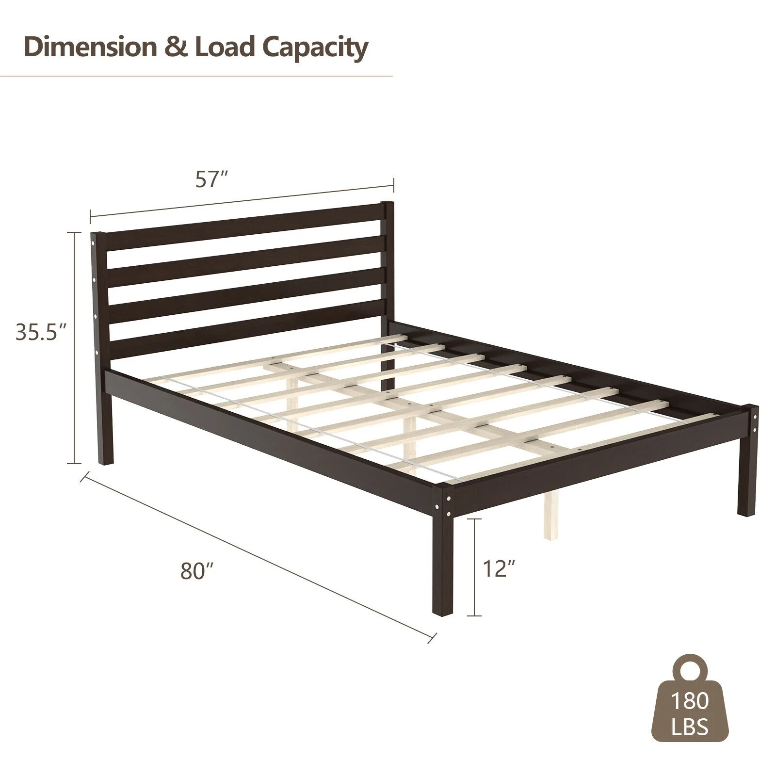 Full Size Bed Frame With Solid Wooden Slat Support - Image 6