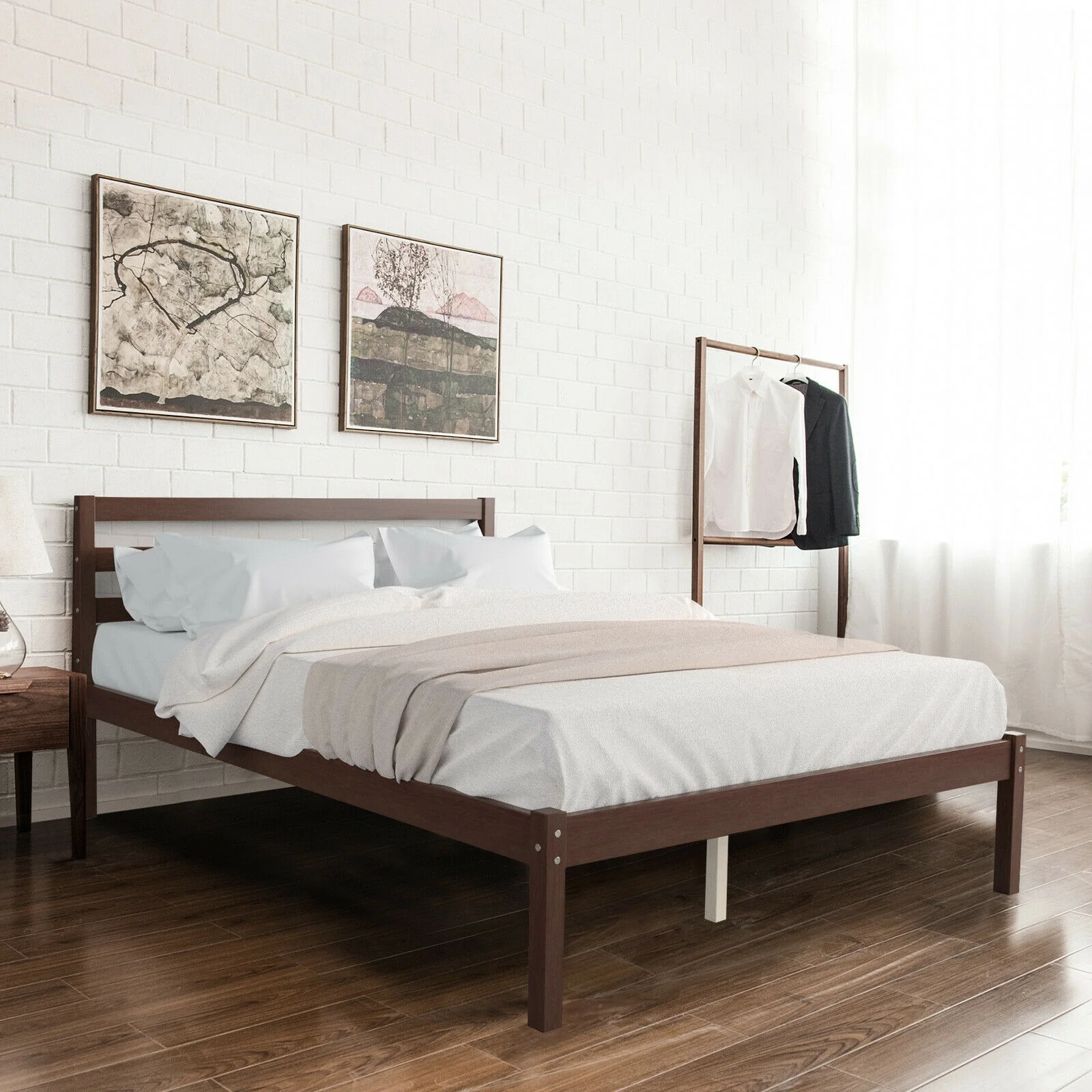 Full Size Bed Frame With Solid Wooden Slat Support - Image 7