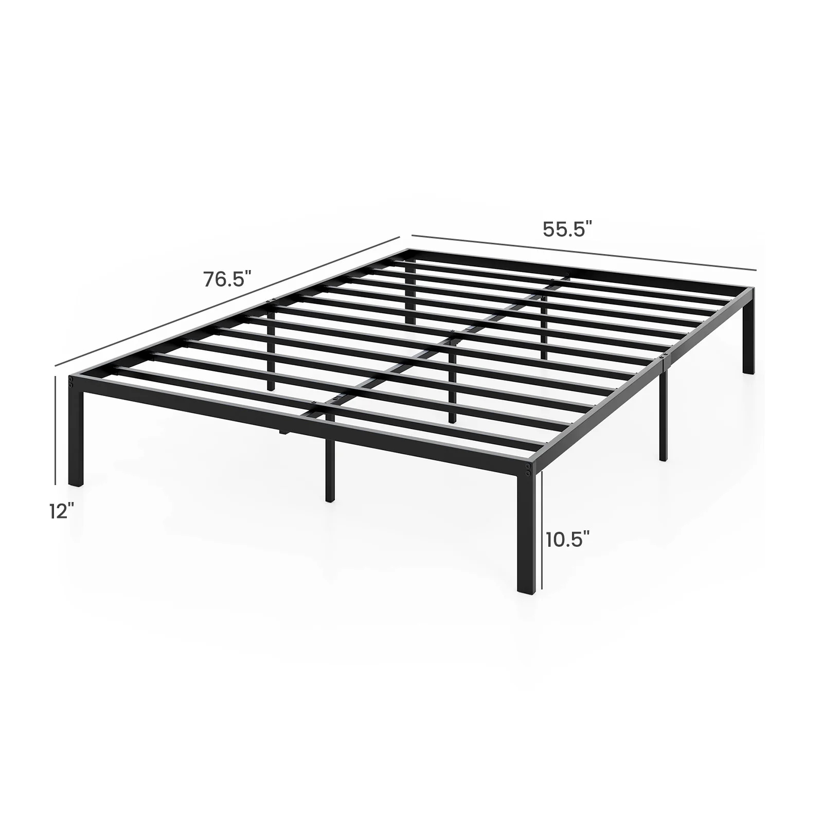 Full Size Metal Bed Frame, Heavy Duty Support Slats, Black - Image 6
