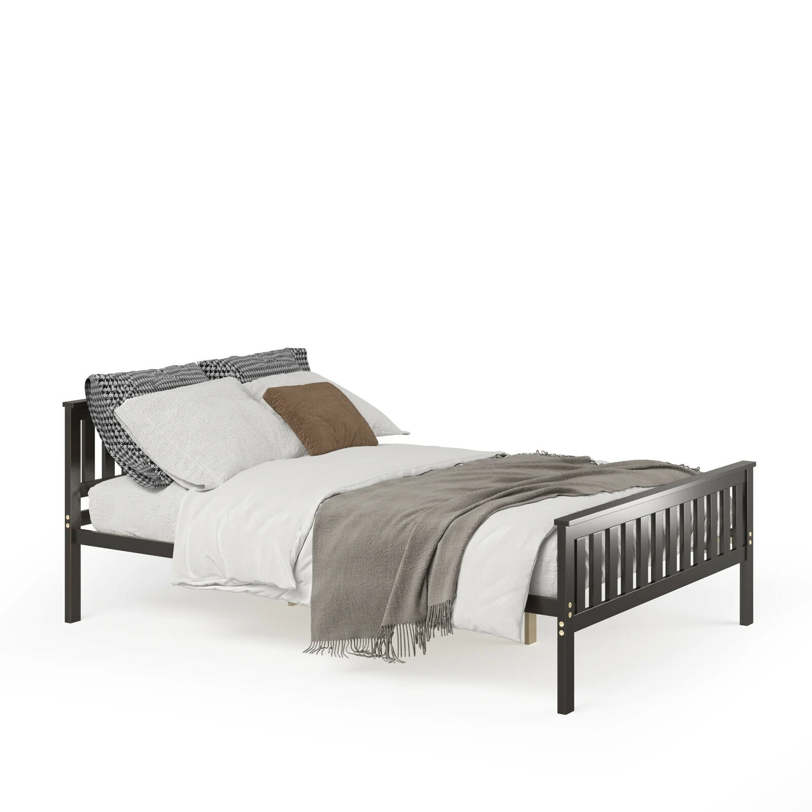 Full Size Wood Platform Bed With Headboard, Espresso - Image 5