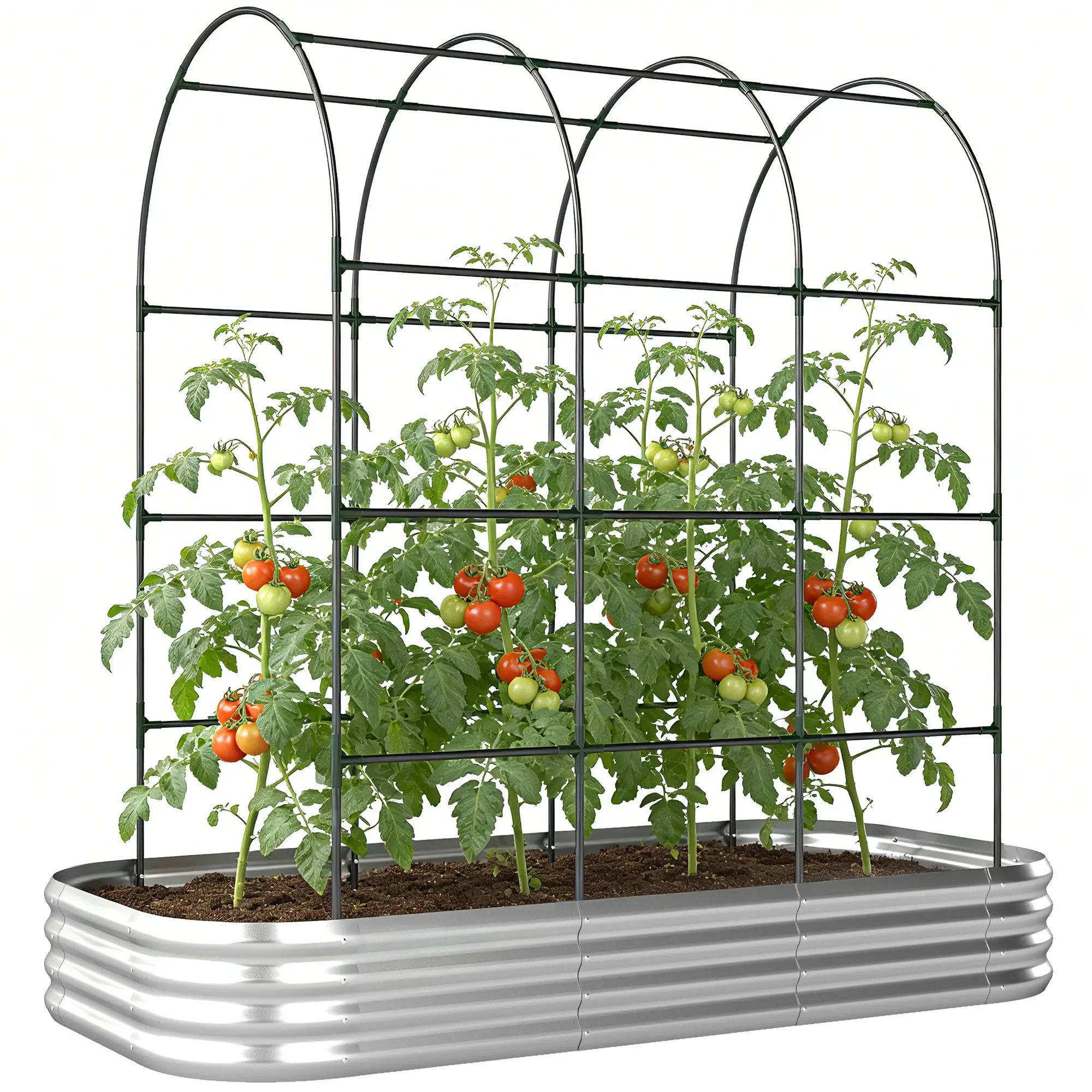 Galvanised Raised Garden Bed With Arched Trellis, 7 x 4 x 7ft Metal Planter Box - Image 11