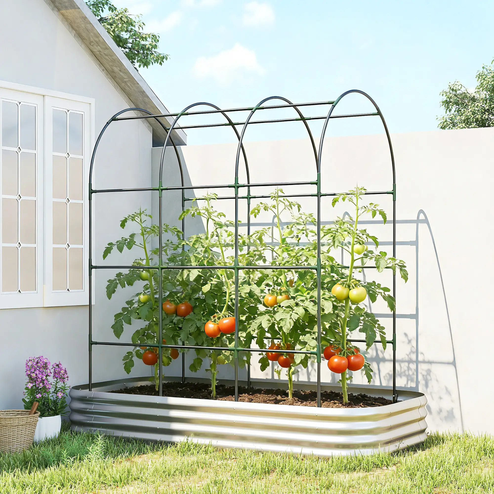 Galvanised Raised Garden Bed With Arched Trellis, 7 x 4 x 7ft Metal Planter Box - Image 2