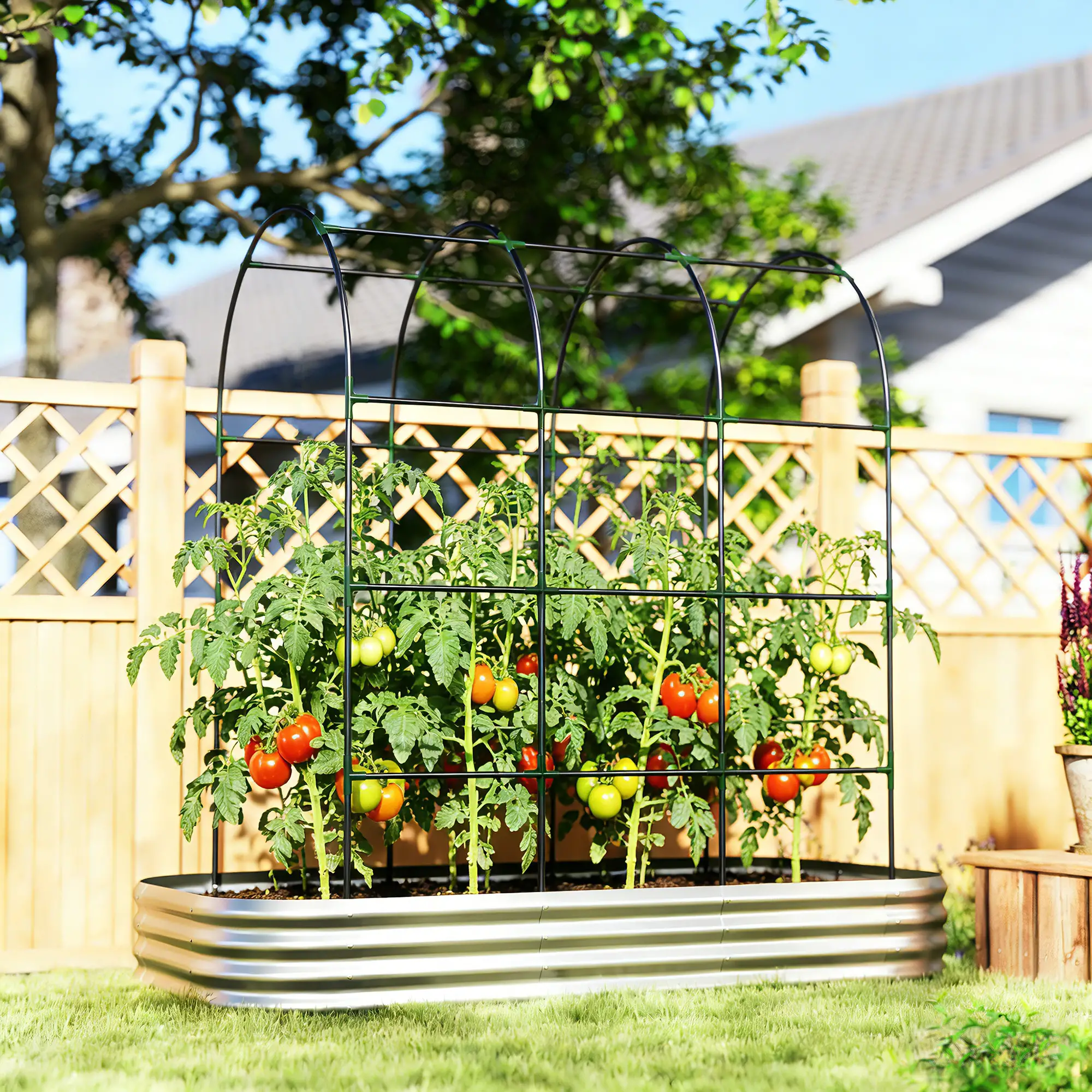Galvanised Raised Garden Bed With Arched Trellis, 7 x 4 x 7ft Metal Planter Box - Image 8
