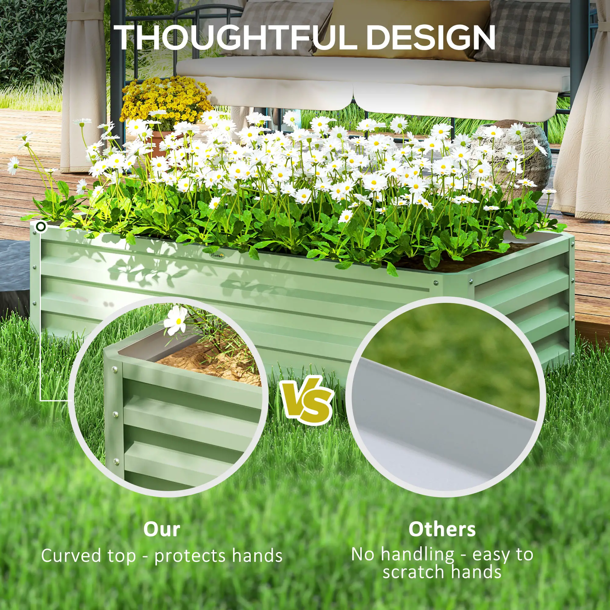 Galvanized Raised Garden Bed, 4' x 2' x 1', Green - Image 7