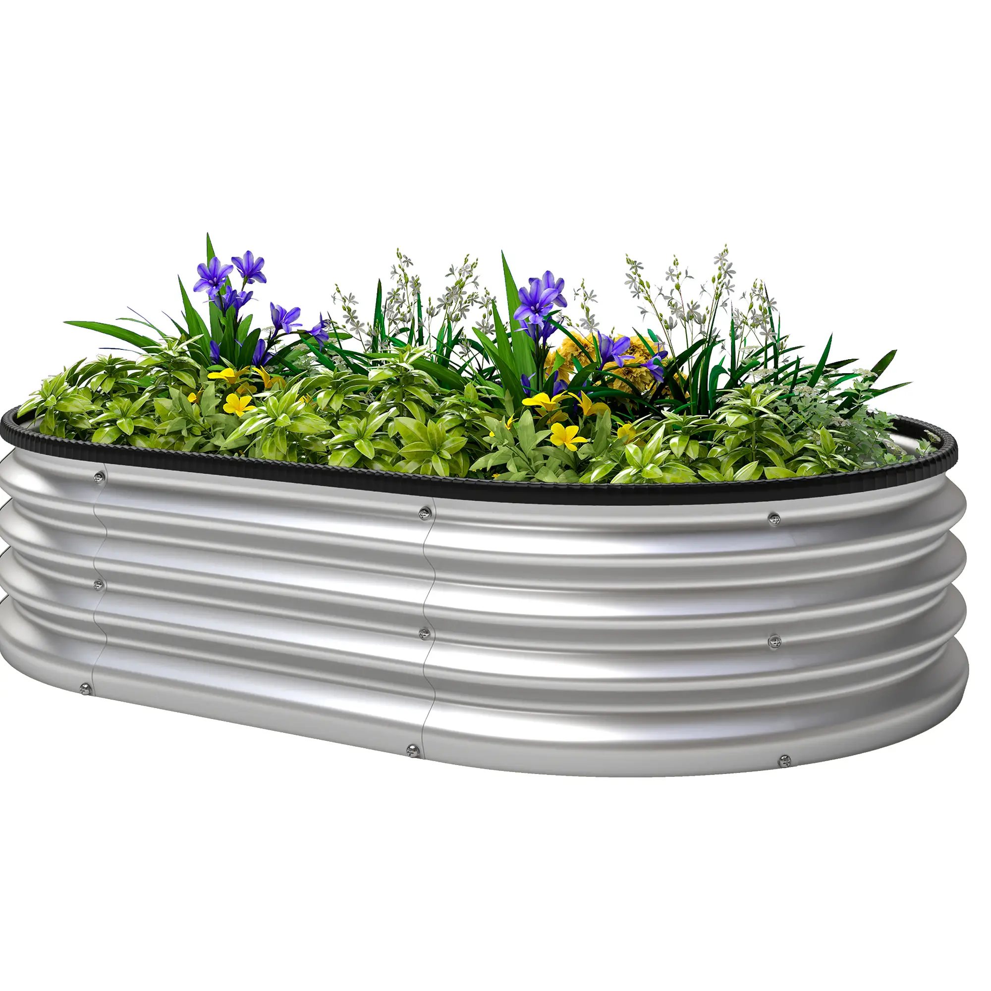 Galvanized Raised Garden Bed, 4 x 3 x 1 ft, Silver