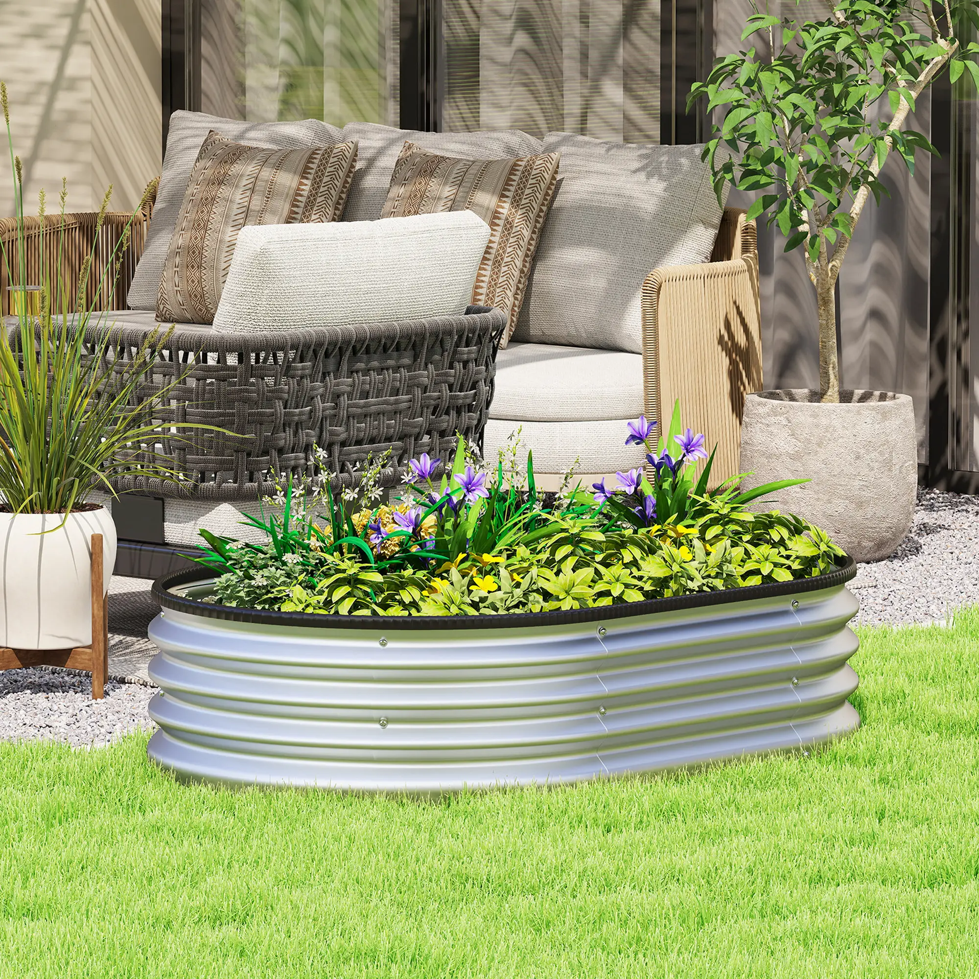 Galvanized Raised Garden Bed, 4 x 3 x 1 ft, Silver - Image 2