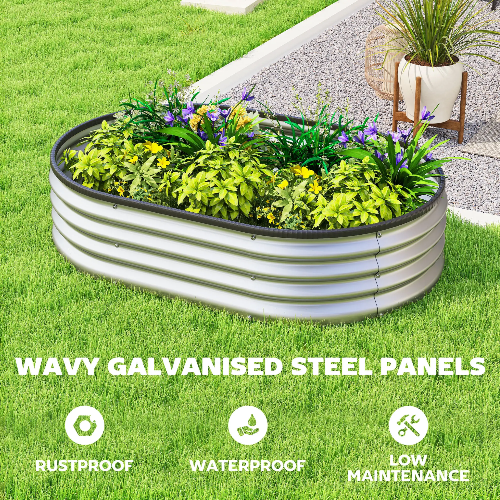 Galvanized Raised Garden Bed, 4 x 3 x 1 ft, Silver - Image 4