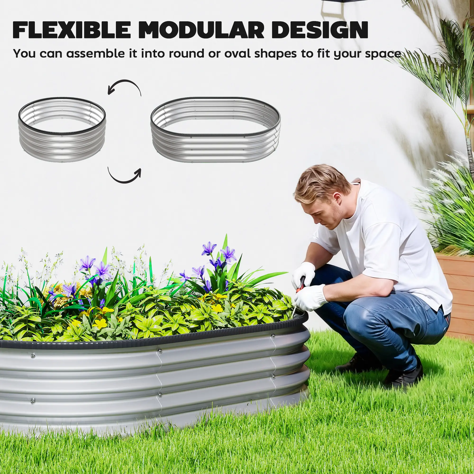 Galvanized Raised Garden Bed, 4 x 3 x 1 ft, Silver - Image 5